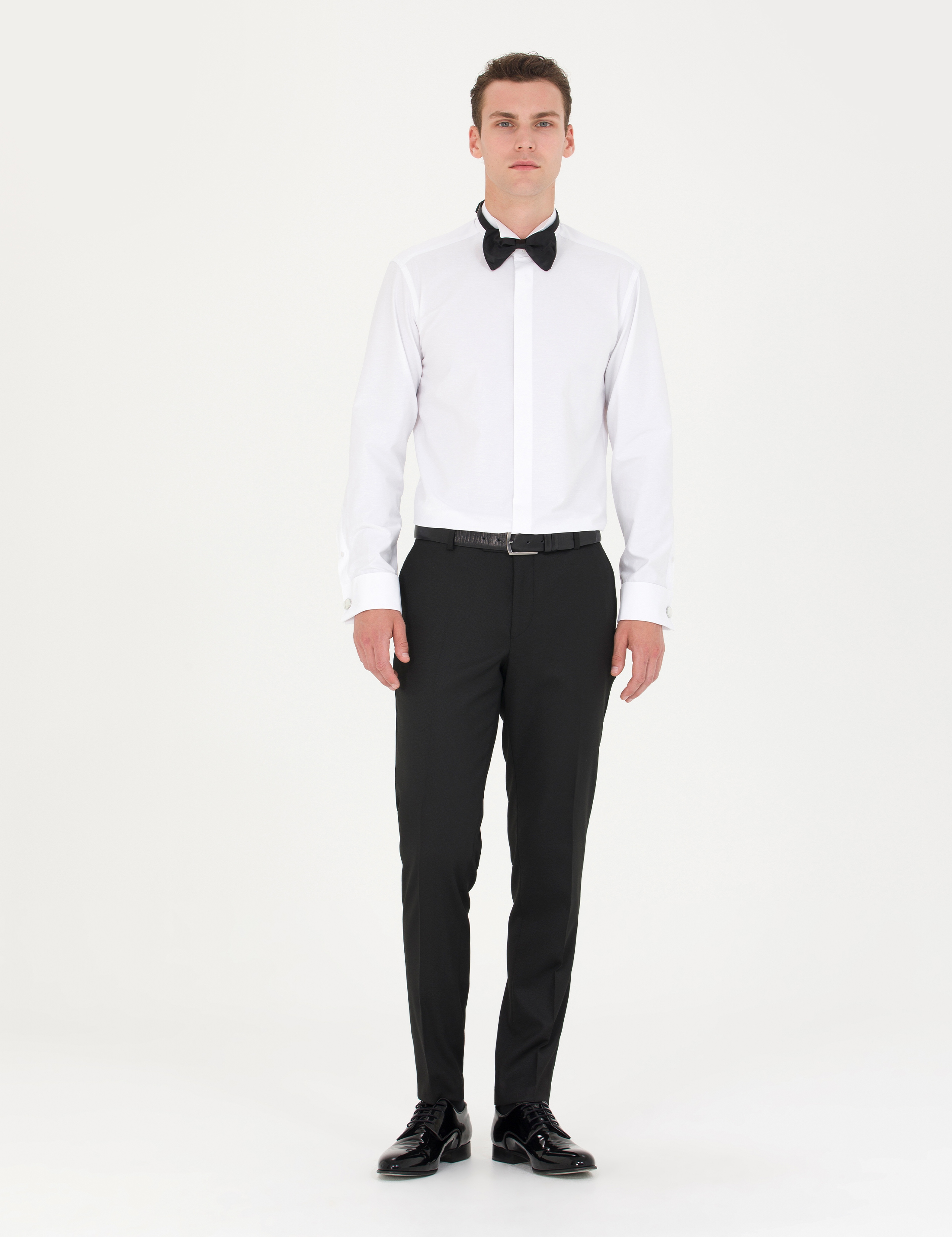 Beyaz Slim Fit Smokin Gömlek - Image 4