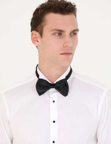 Beyaz Slim Fit Smokin Gömlek