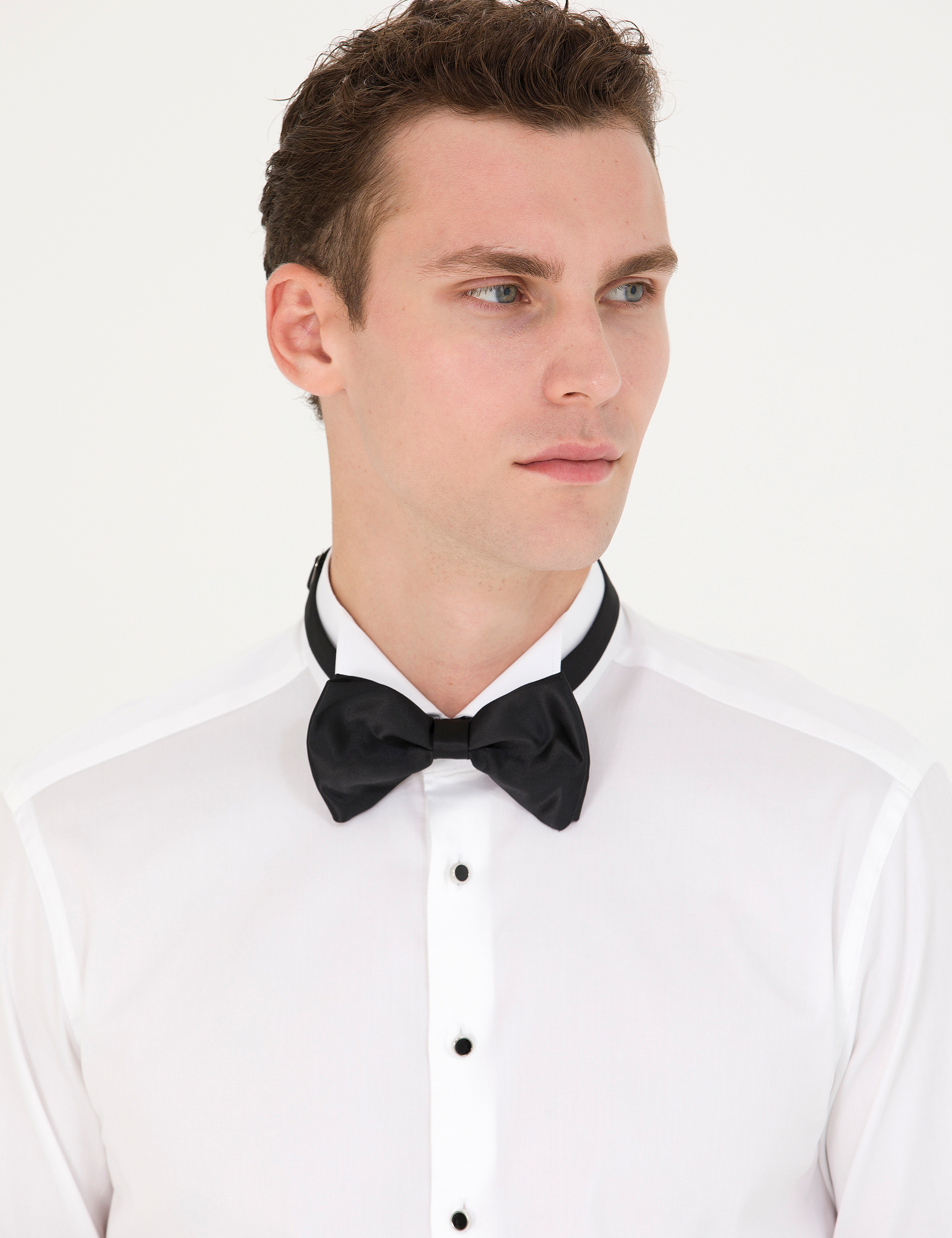 Beyaz Slim Fit Smokin Gömlek - Image 2