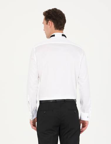 Beyaz Slim Fit Smokin Gömlek