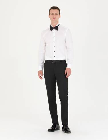 Beyaz Slim Fit Smokin Gömlek
