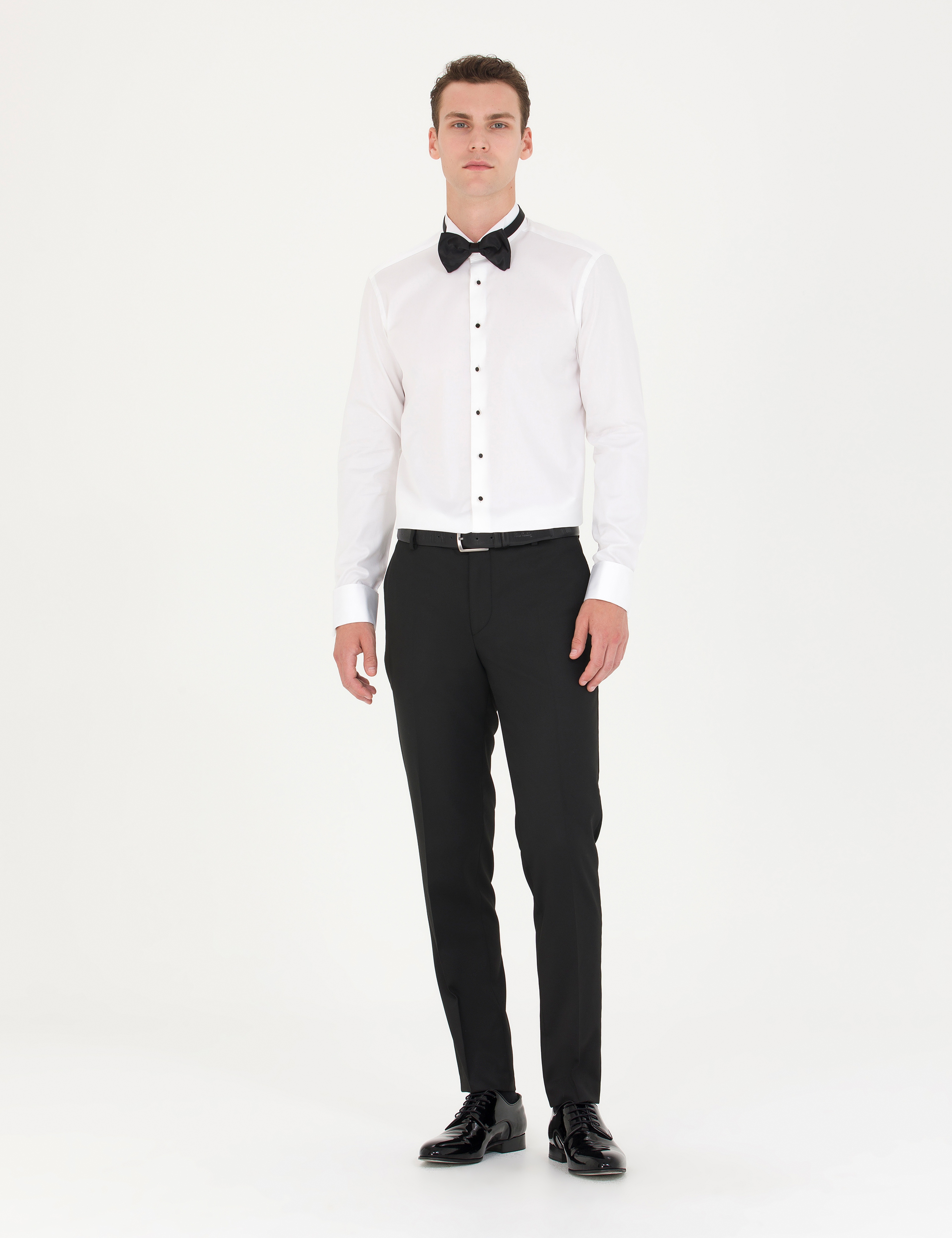 Beyaz Slim Fit Smokin Gömlek - Image 4