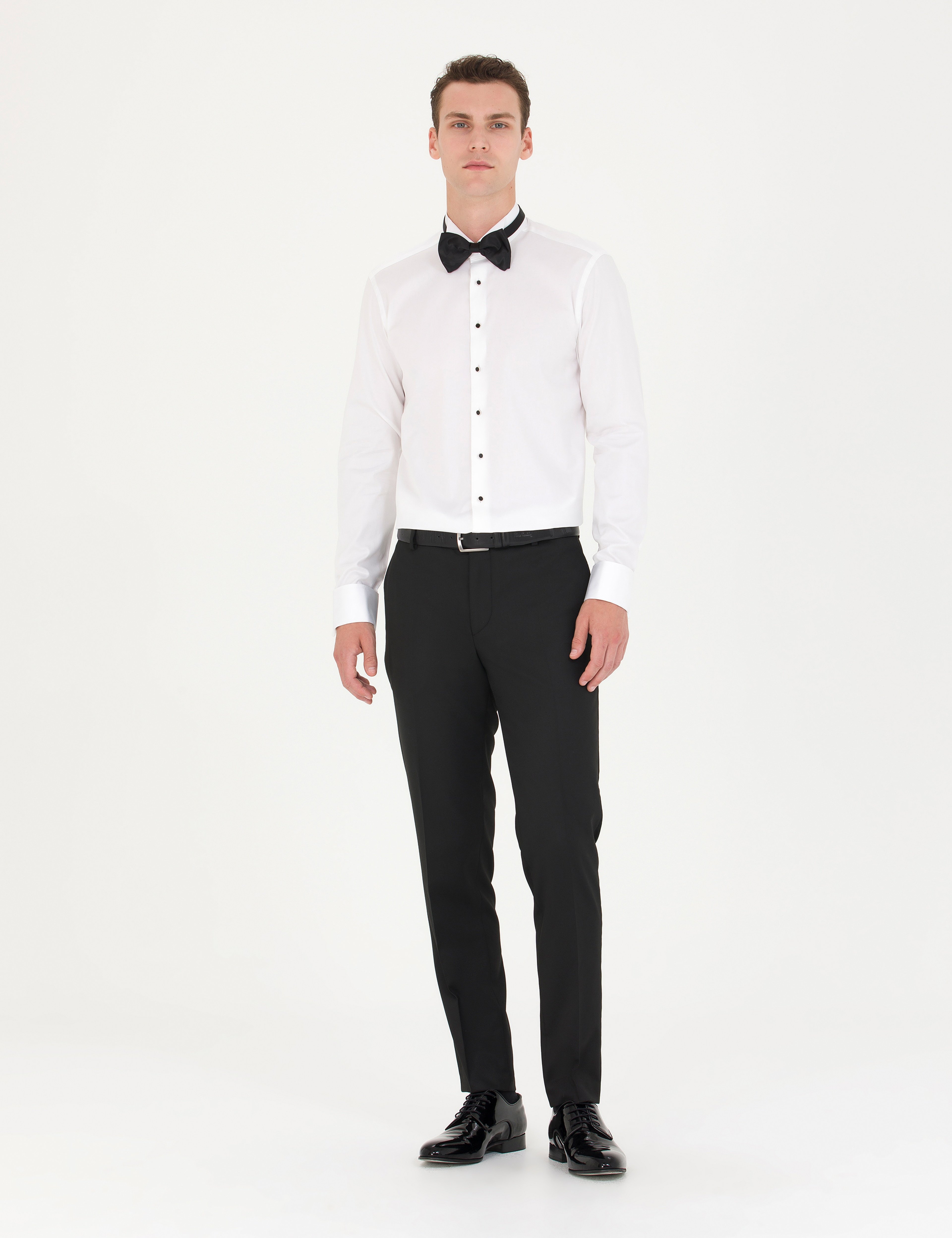 Beyaz Slim Fit Smokin Gömlek