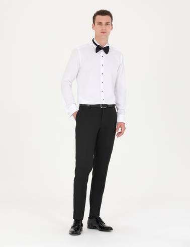 Beyaz Slim Fit Smokin Gömlek