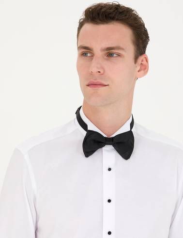Beyaz Slim Fit Smokin Gömlek