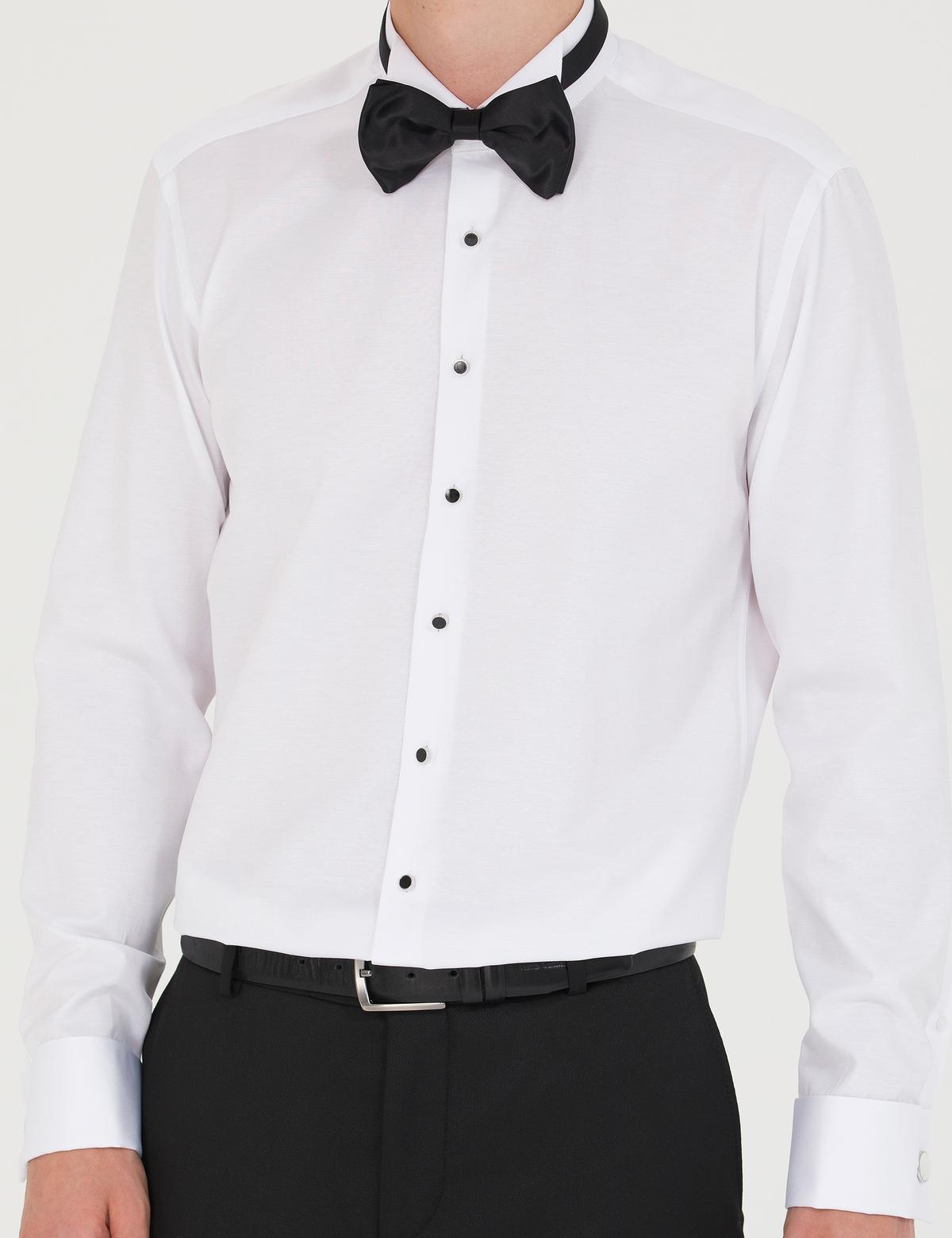 Beyaz Slim Fit Smokin Gömlek - 50268205009