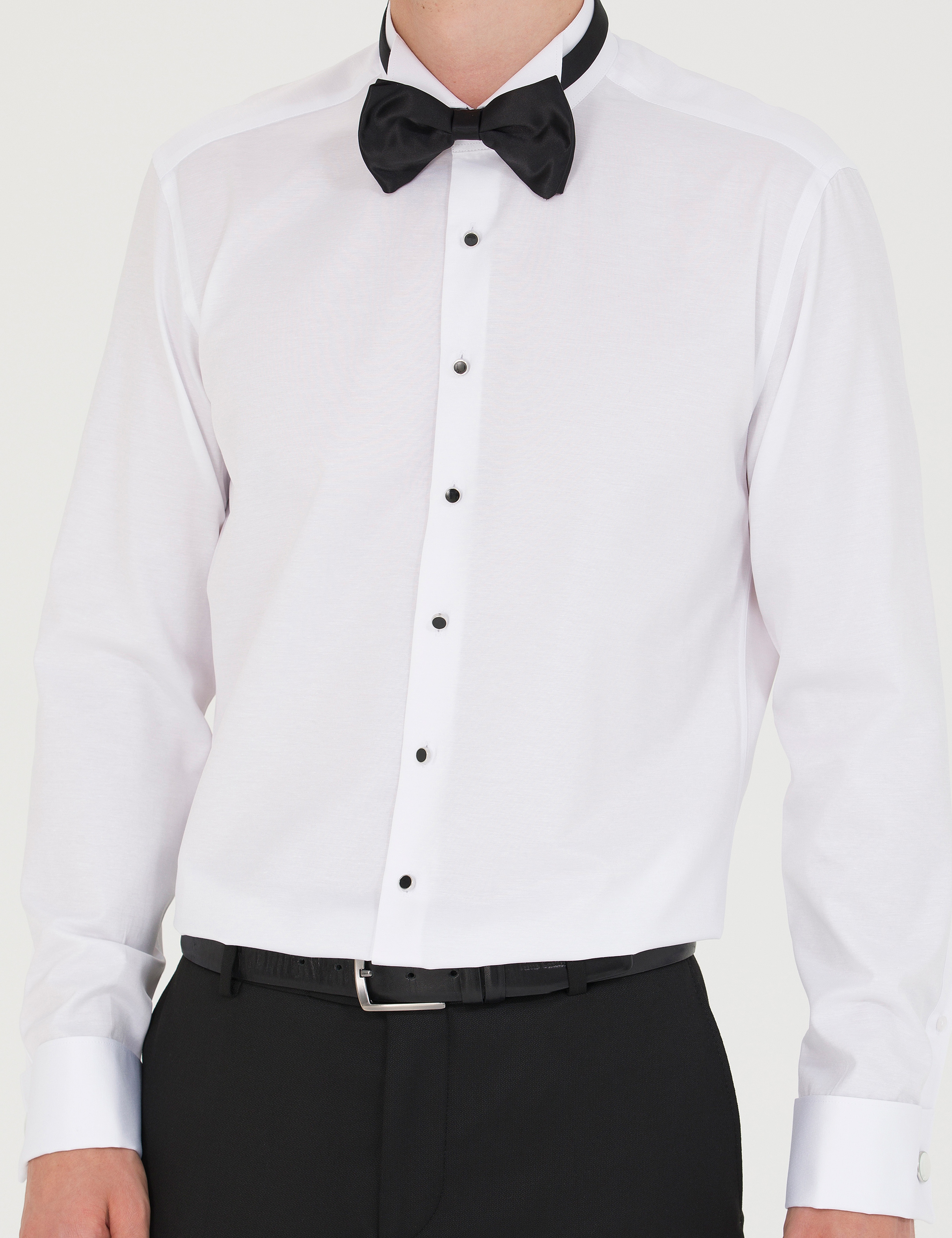 Beyaz Slim Fit Smokin Gömlek - Image 6