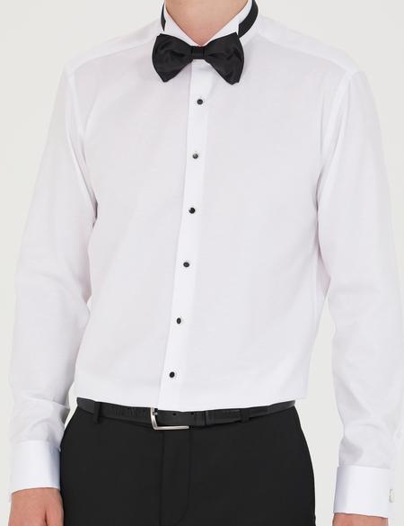 Beyaz Slim Fit Smokin Gömlek - 50268205009