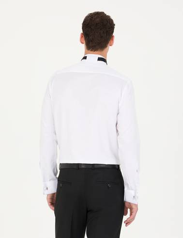 Beyaz Slim Fit Smokin Gömlek