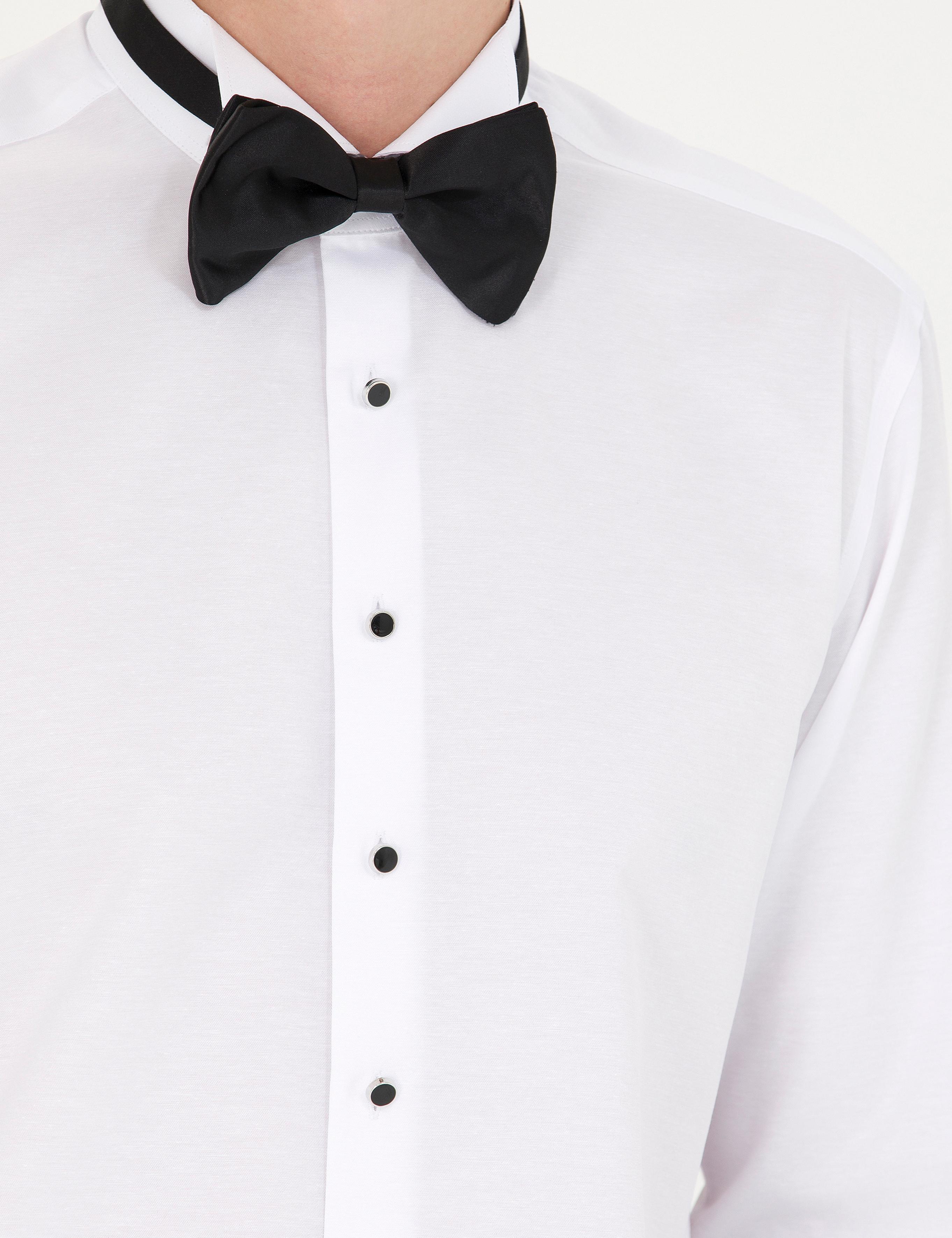 Beyaz Slim Fit Smokin Gömlek