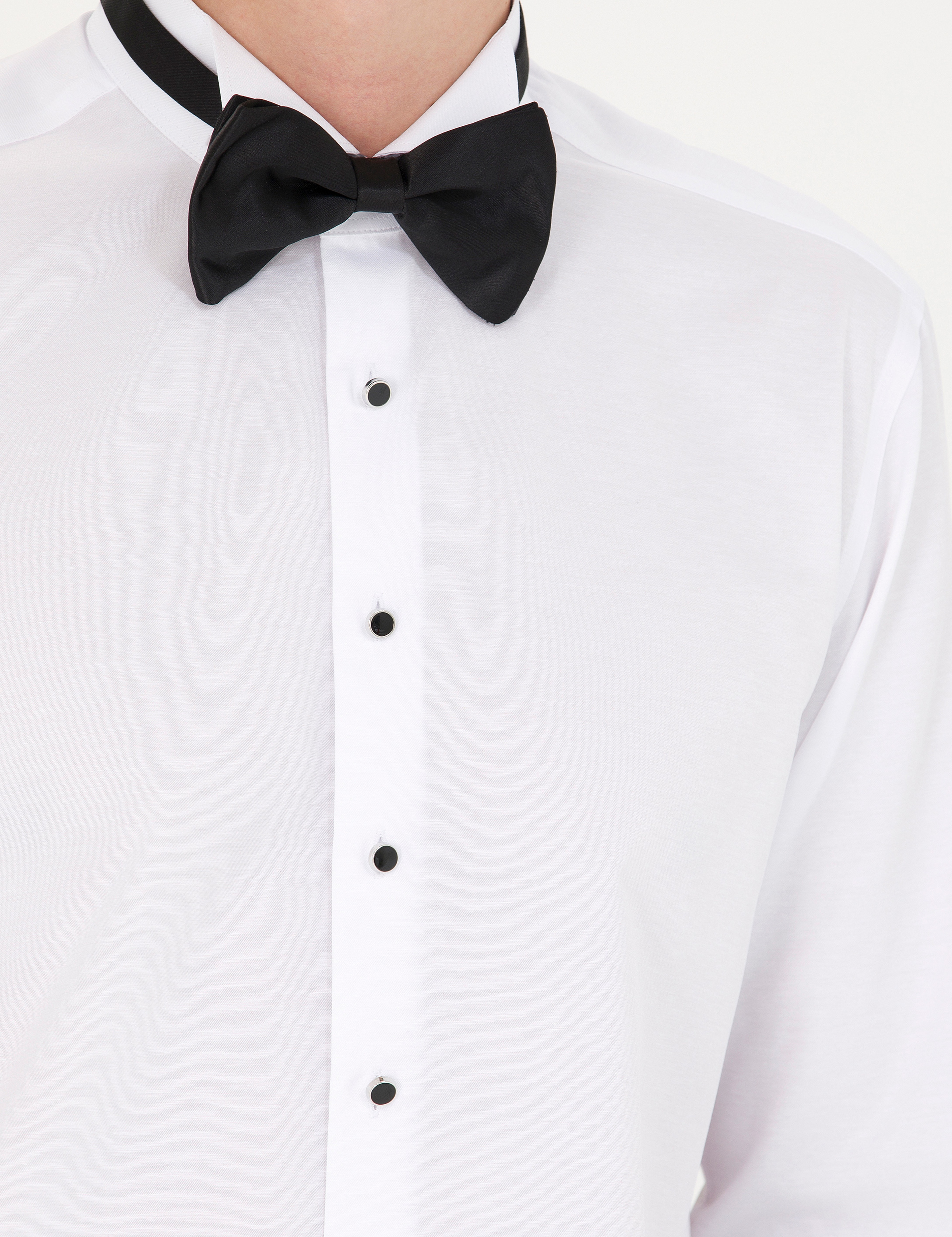 Beyaz Slim Fit Smokin Gömlek - Image 7