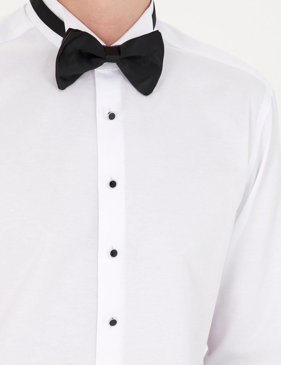 Beyaz Slim Fit Smokin Gömlek