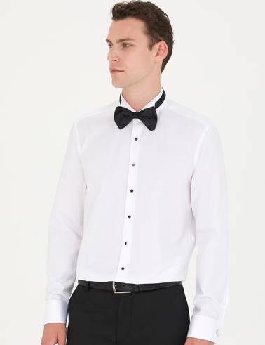 Beyaz Slim Fit Smokin Gömlek