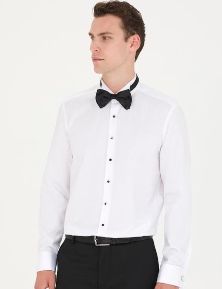 Beyaz Slim Fit Smokin Gömlek - 50268205009