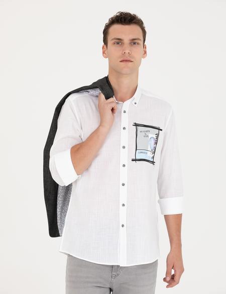 Beyaz Regular Fit Uzun Kollu Gömlek - 50265588001
