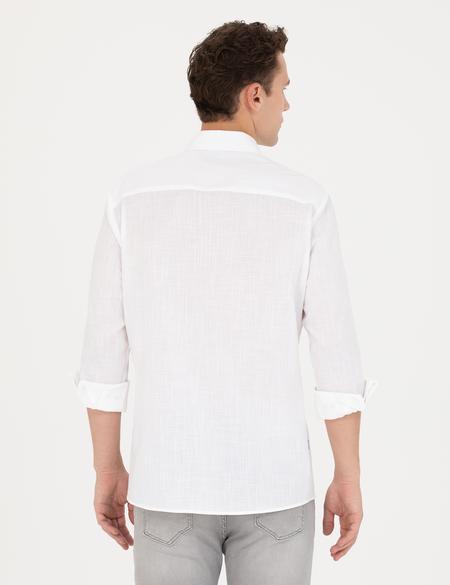 Beyaz Regular Fit Uzun Kollu Gömlek - 50265588001