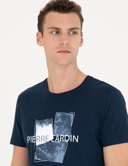 Lacivert Slim Fit Bisiklet Yaka Tişört - 50273381010