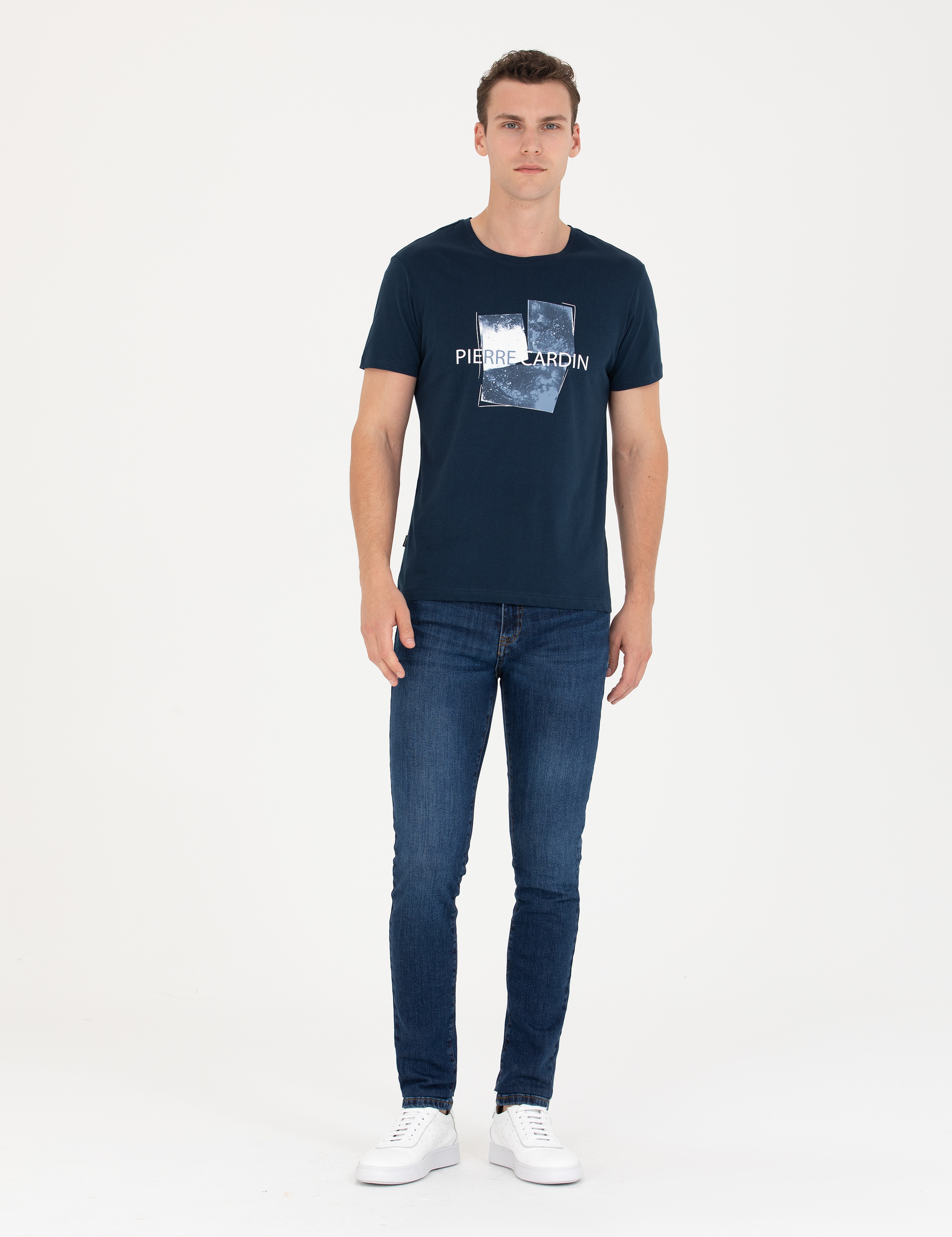 Lacivert Slim Fit Bisiklet Yaka Tişört - Image 4