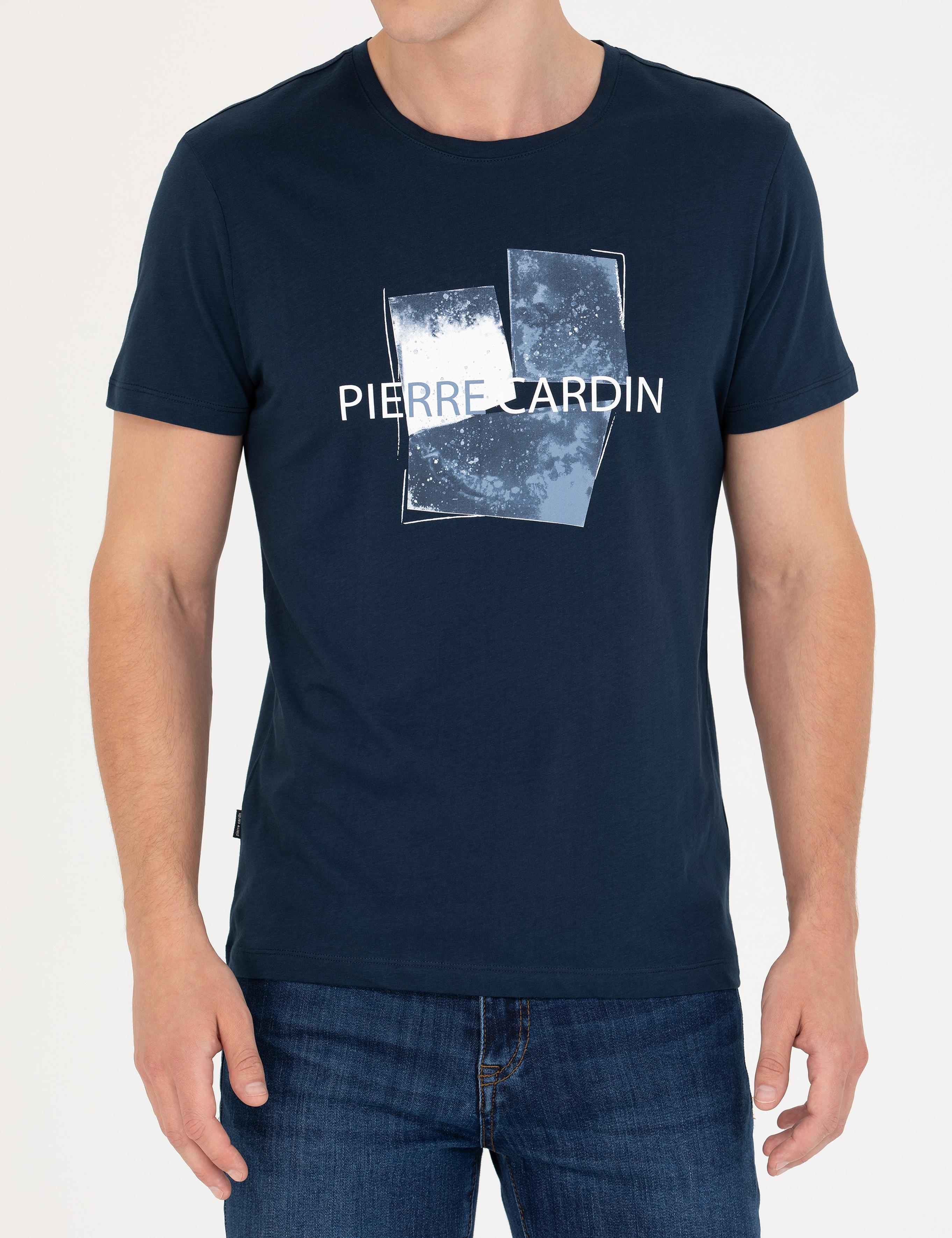 Lacivert Slim Fit Bisiklet Yaka Tişört