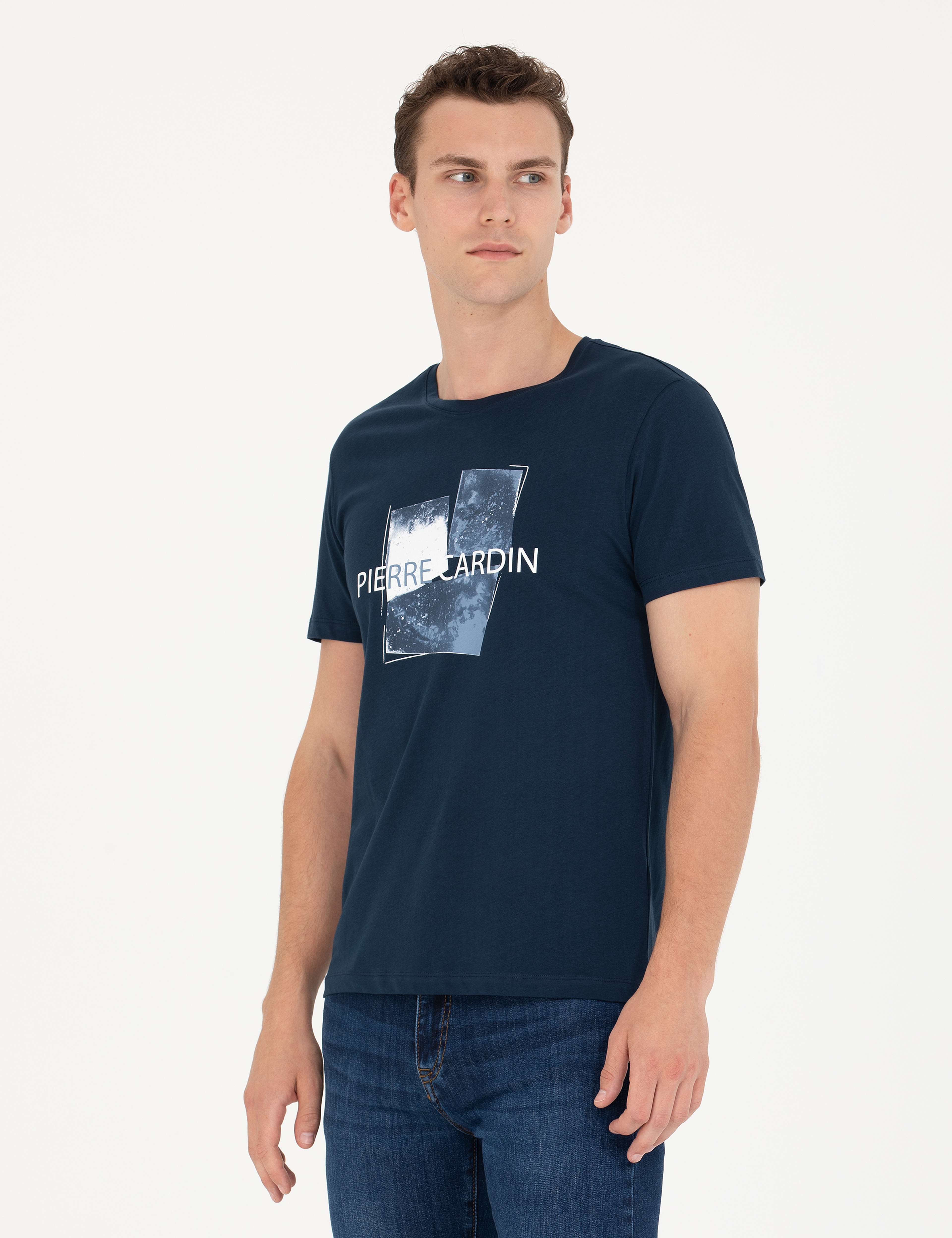 Lacivert Slim Fit Bisiklet Yaka Tişört