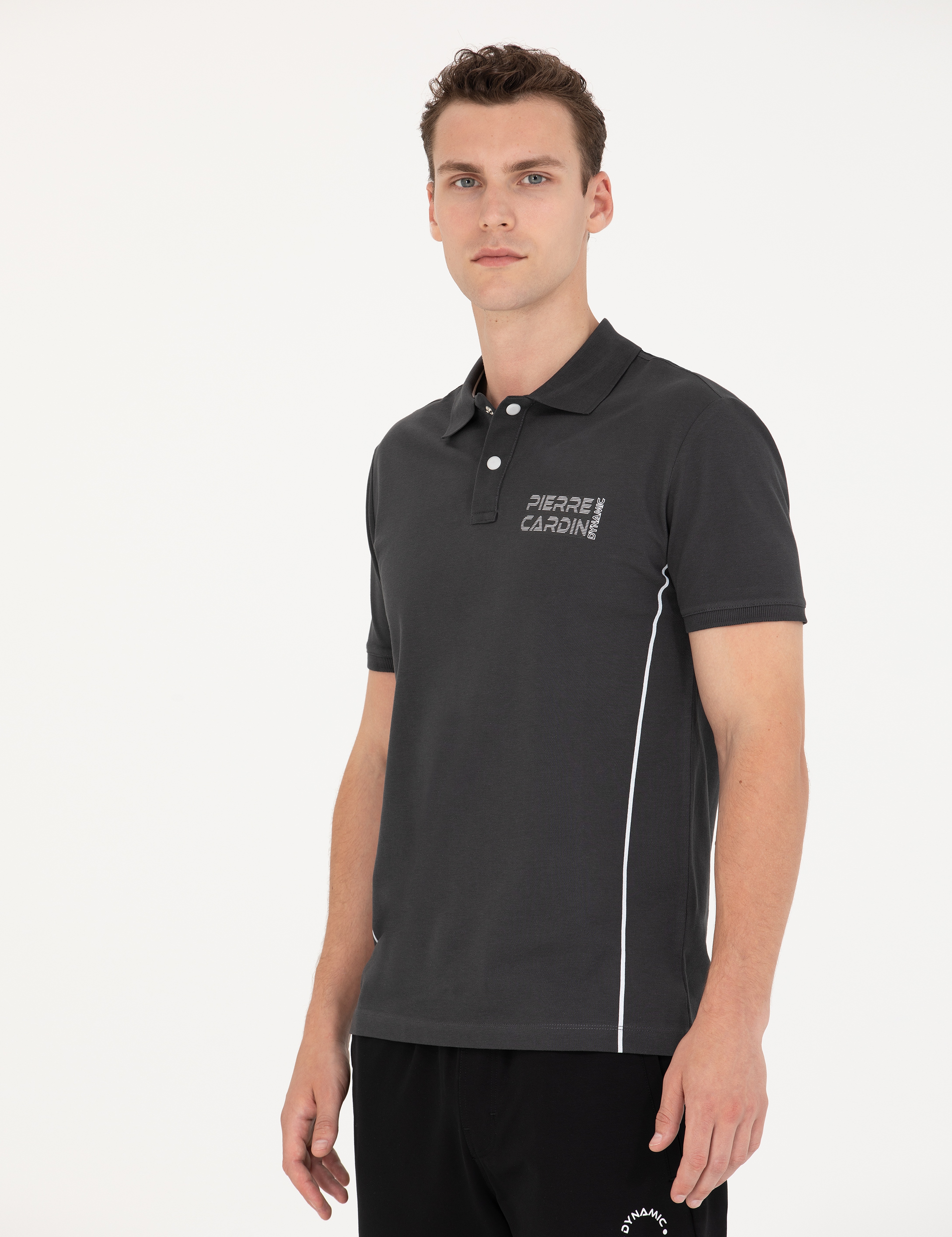 Antrasit Slim Fit Polo Yaka Tişört