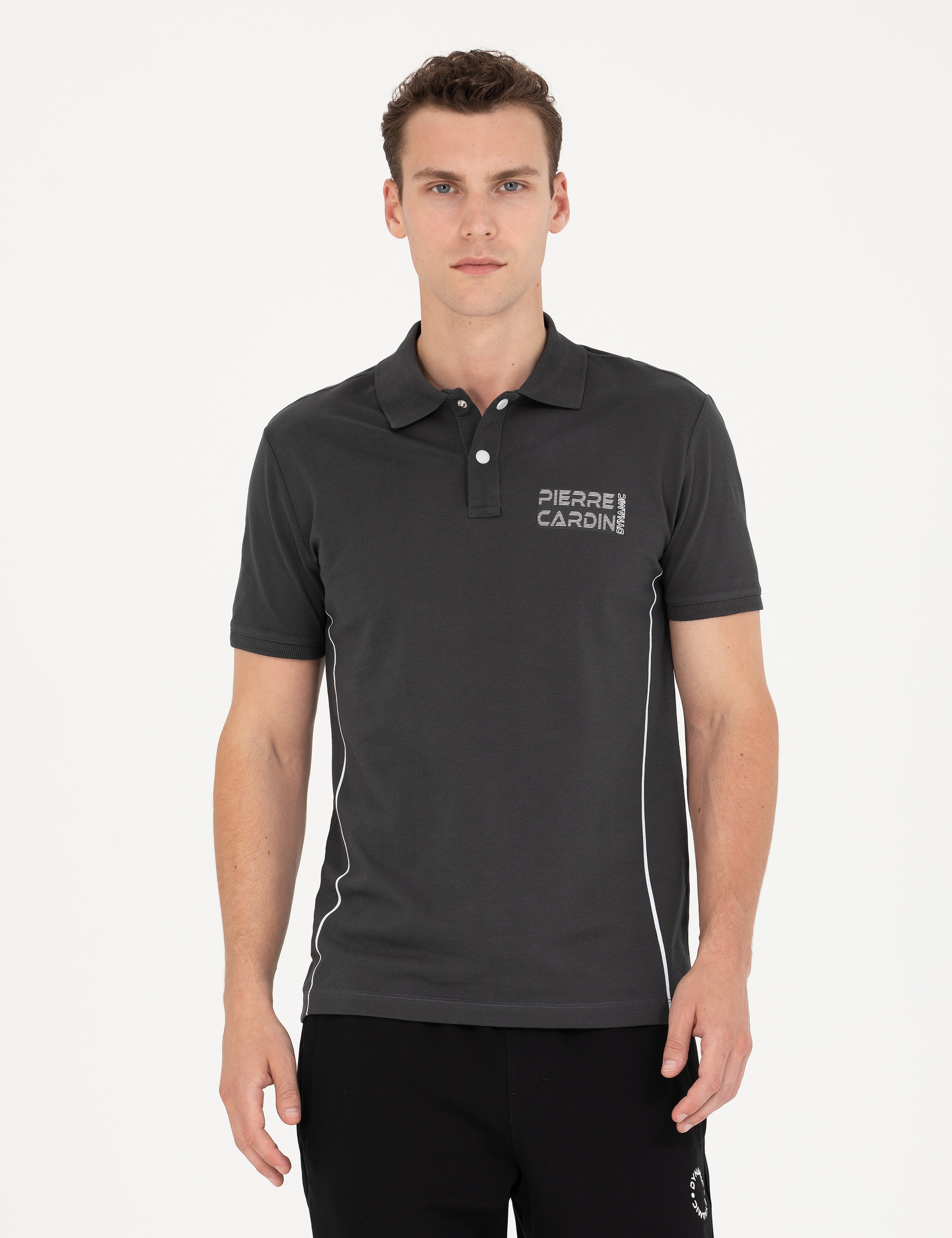Antrasit Slim Fit Polo Yaka Tişört - Image 1