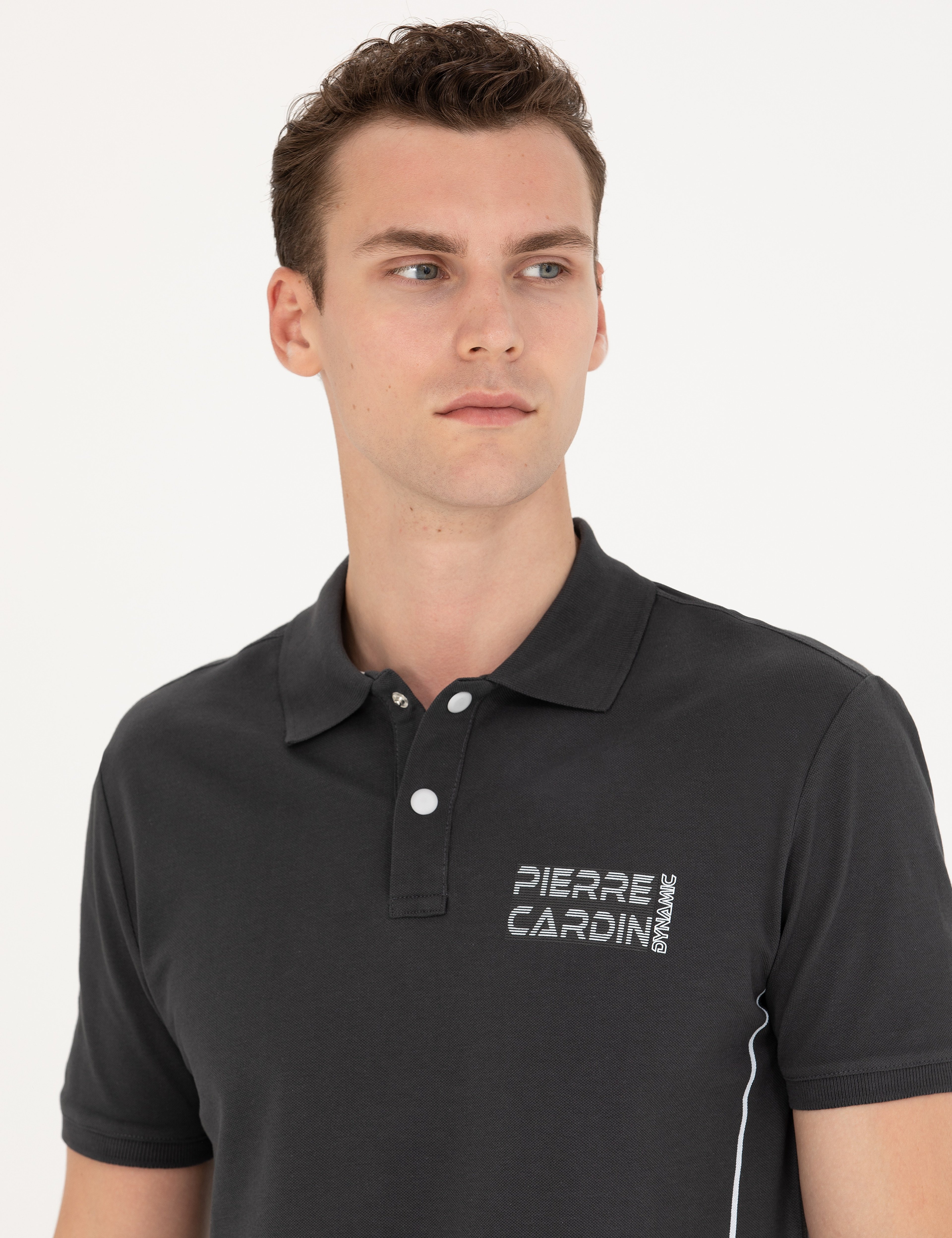 Antrasit Slim Fit Polo Yaka Tişört - Image 2