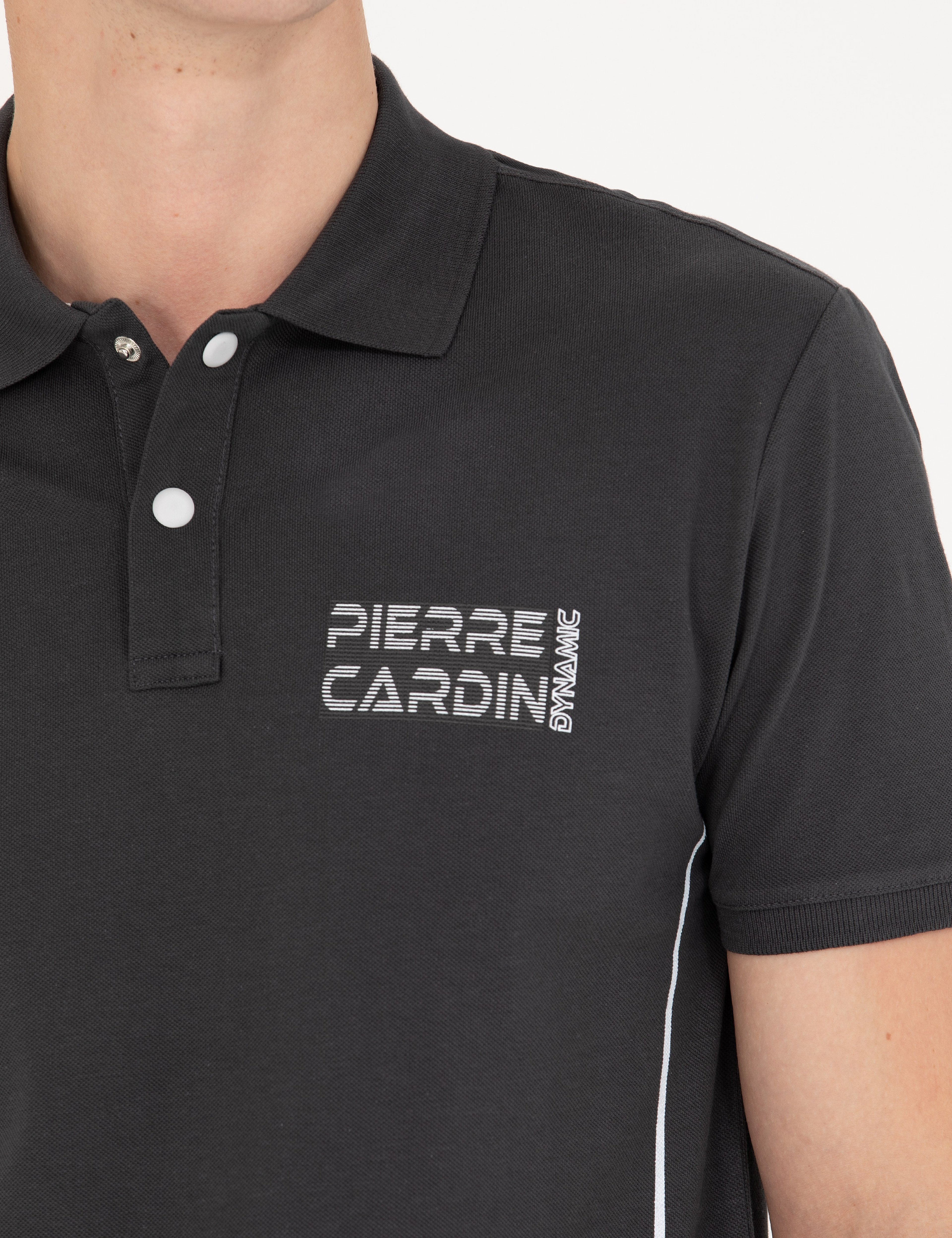 Antrasit Slim Fit Polo Yaka Tişört - Image 7