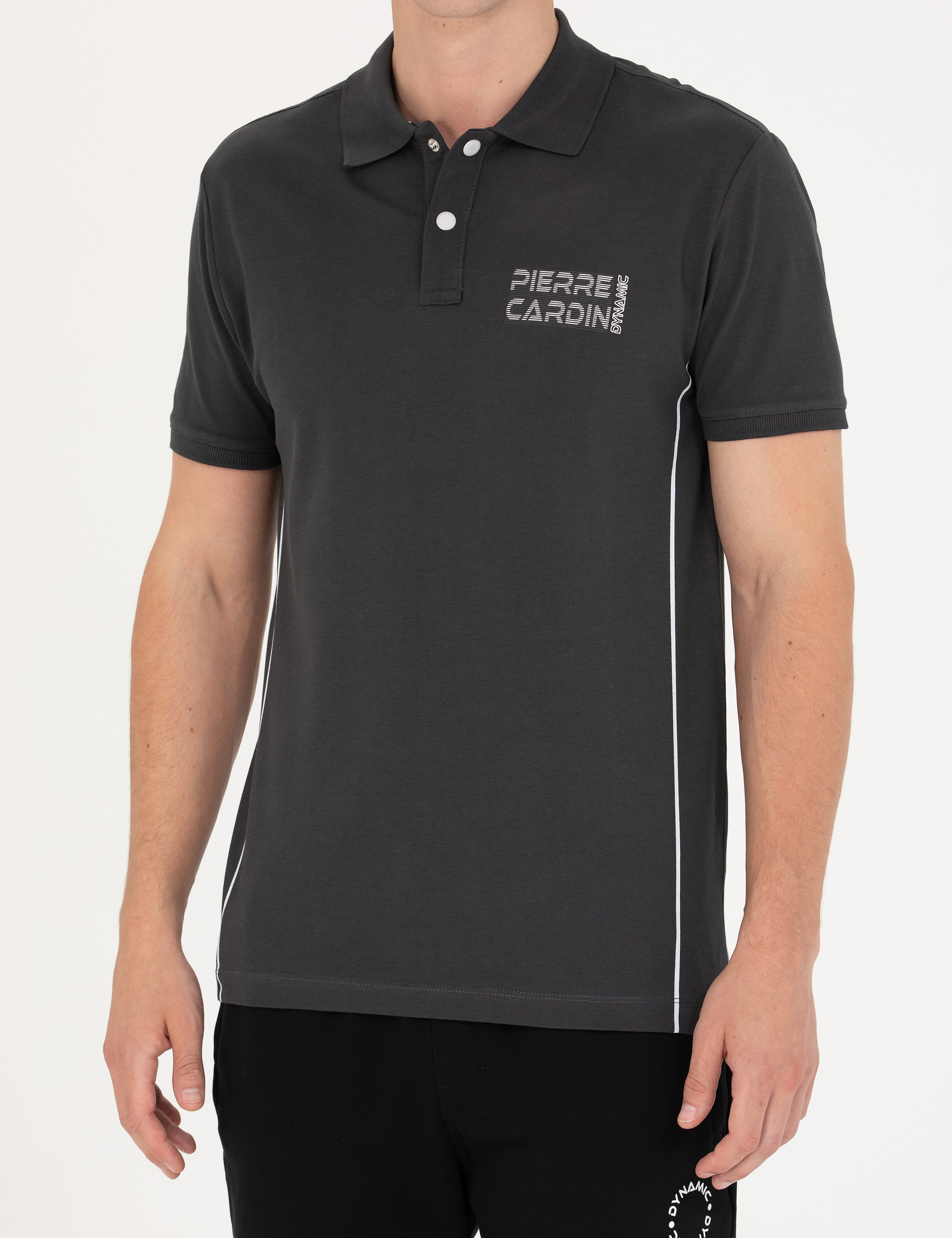 Antrasit Slim Fit Polo Yaka Tişört - Image 6