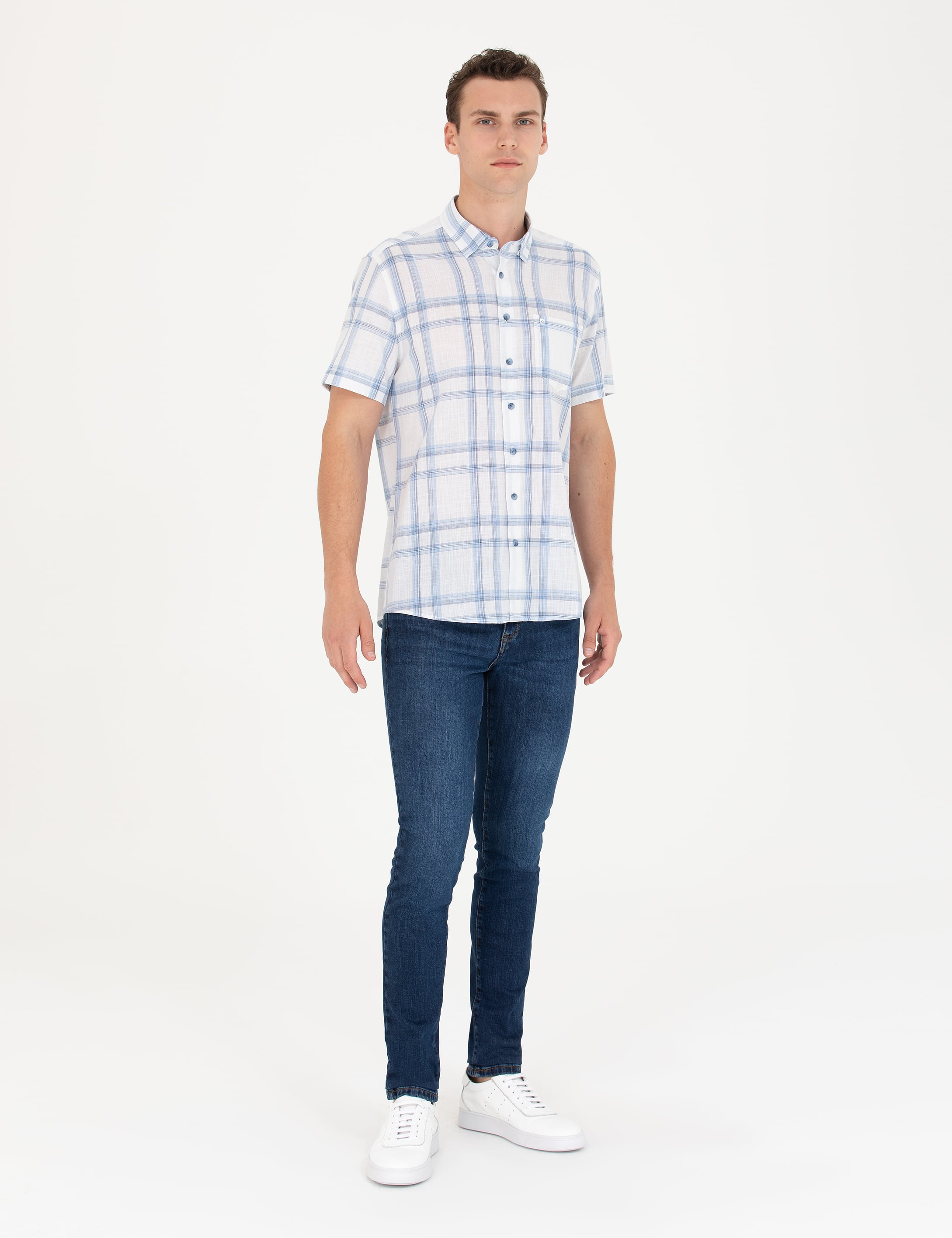 Mavi Regular Fit Kısa Kollu Gömlek - Image 4