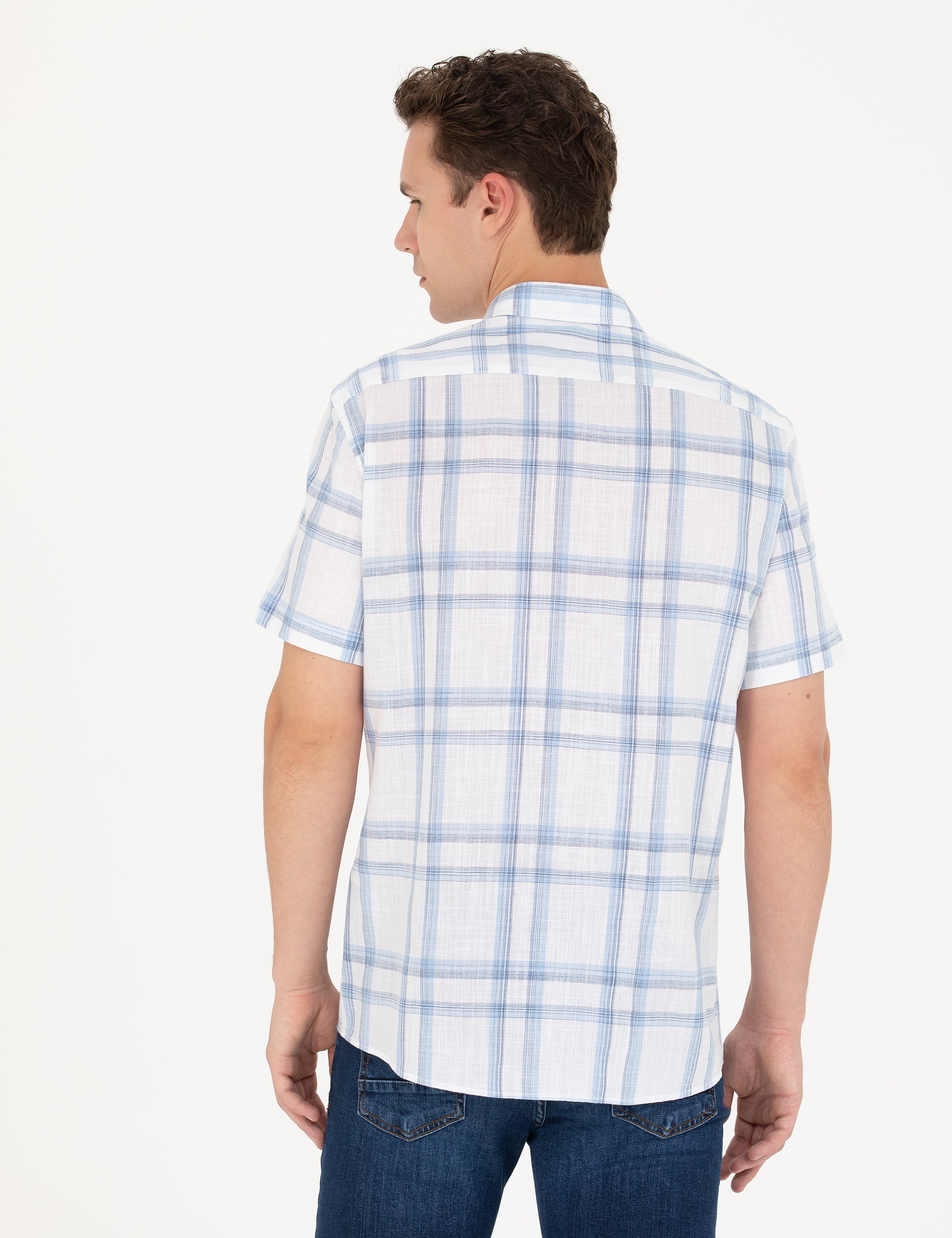 Mavi Regular Fit Kısa Kollu Gömlek - Image 5