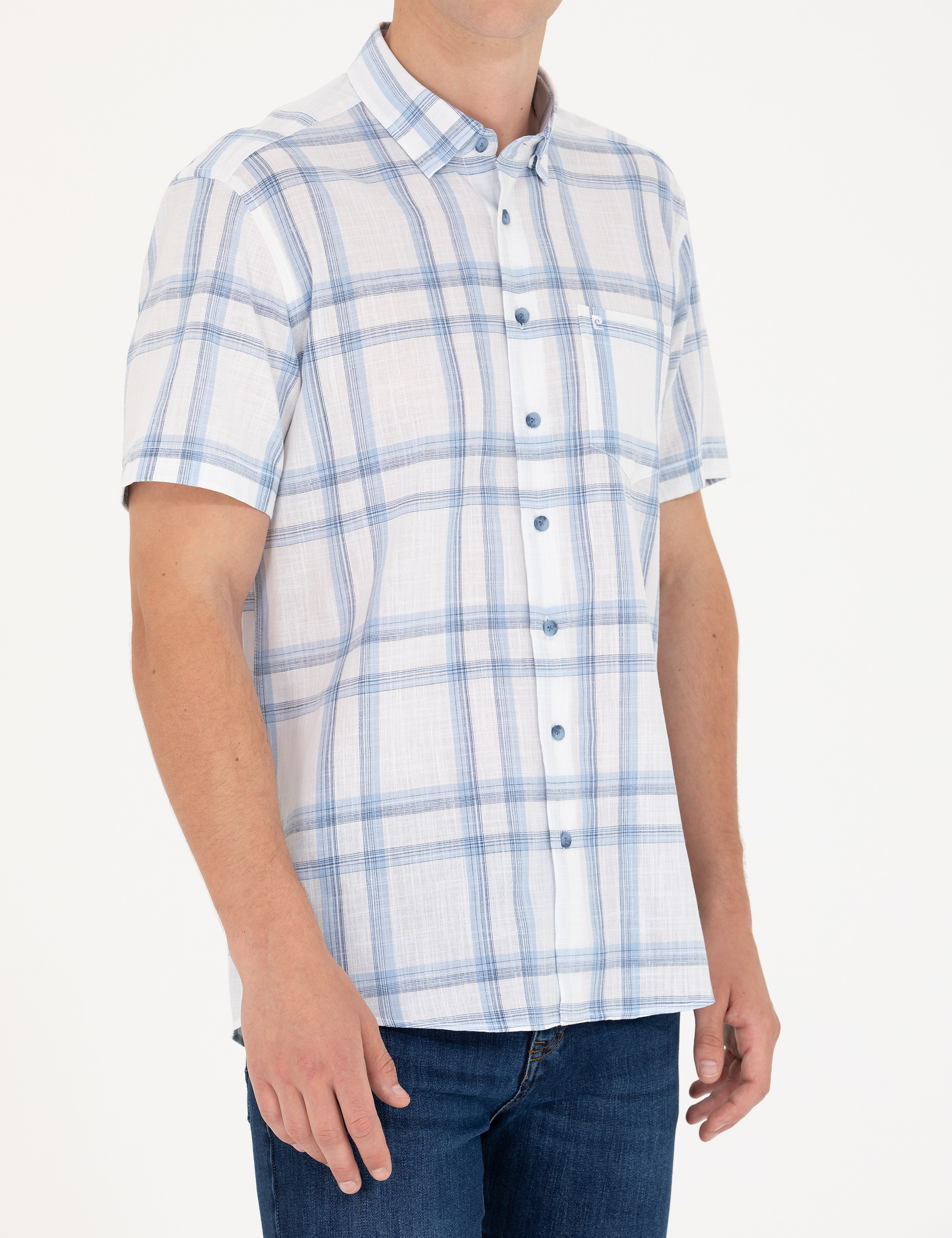 Mavi Regular Fit Kısa Kollu Gömlek - Image 6