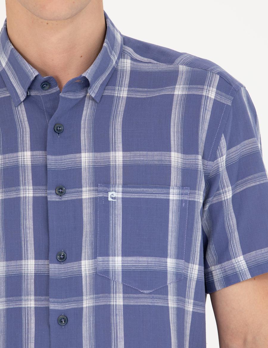 Lacivert Regular Fit Kısa Kollu Gömlek