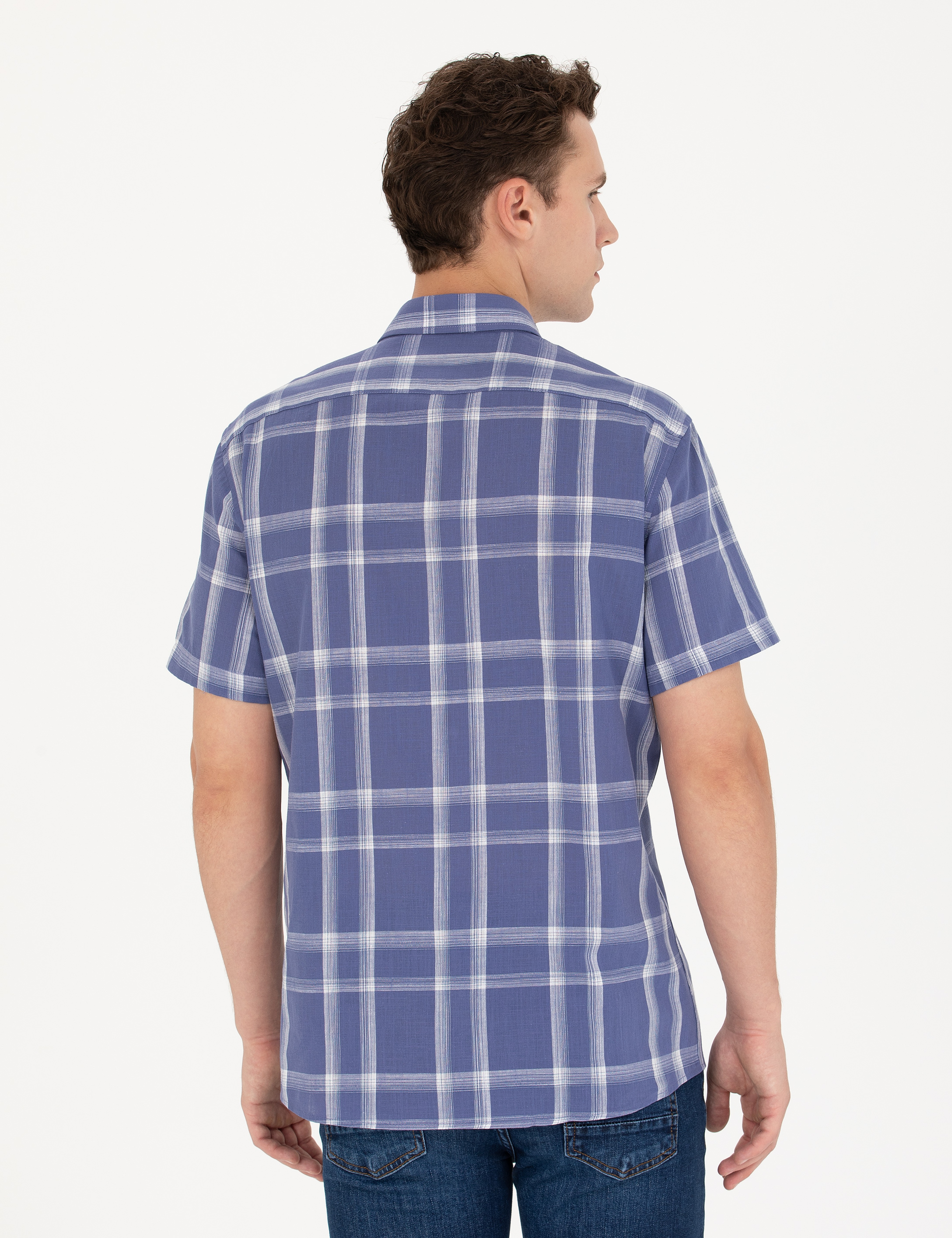 Lacivert Regular Fit Kısa Kollu Gömlek