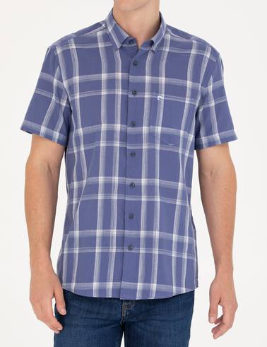 Lacivert Regular Fit Kısa Kollu Gömlek