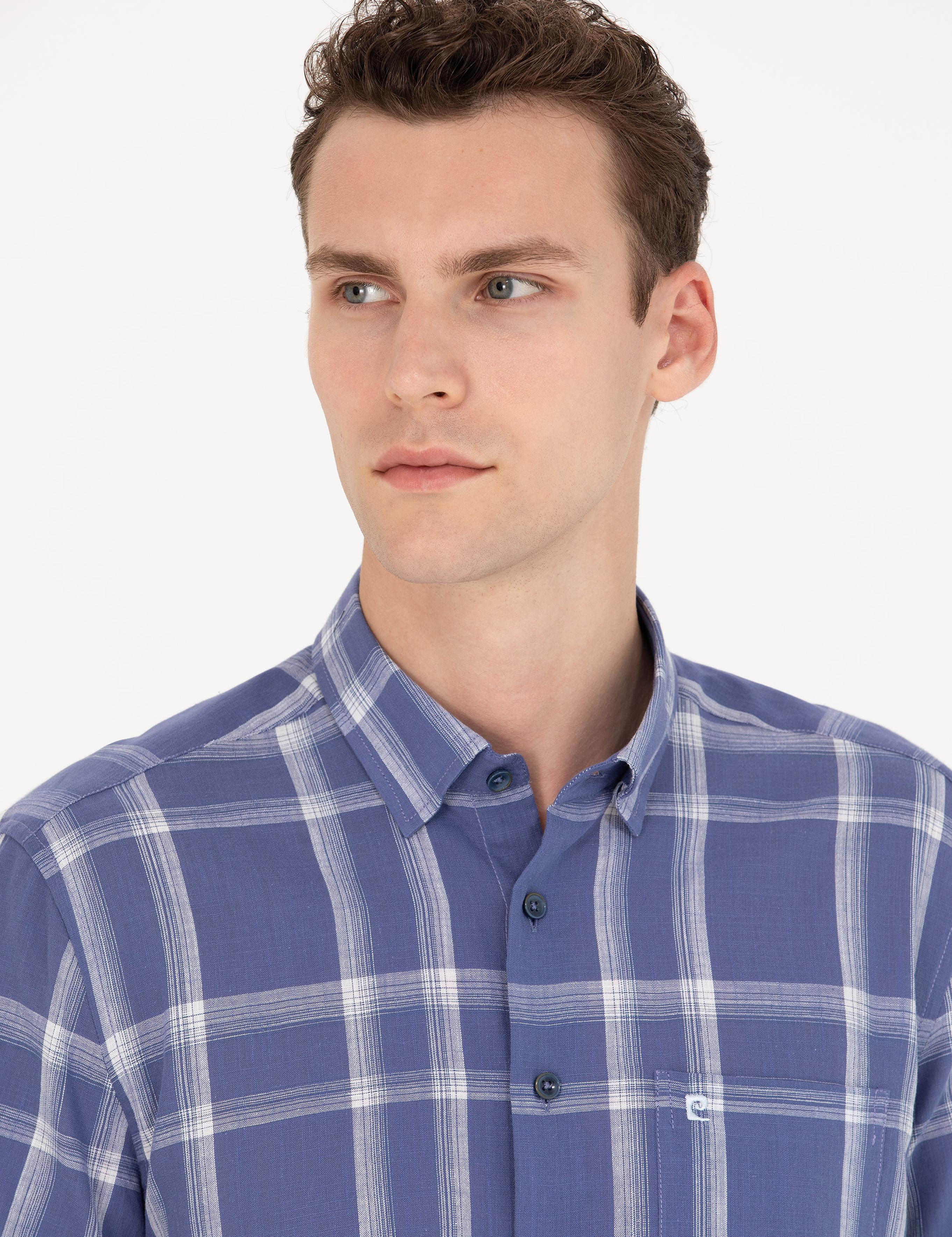 Lacivert Regular Fit Kısa Kollu Gömlek