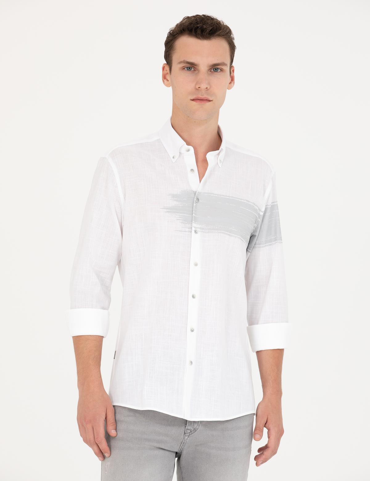 Gri Regular Fit Uzun Kollu Gömlek - 50265591012