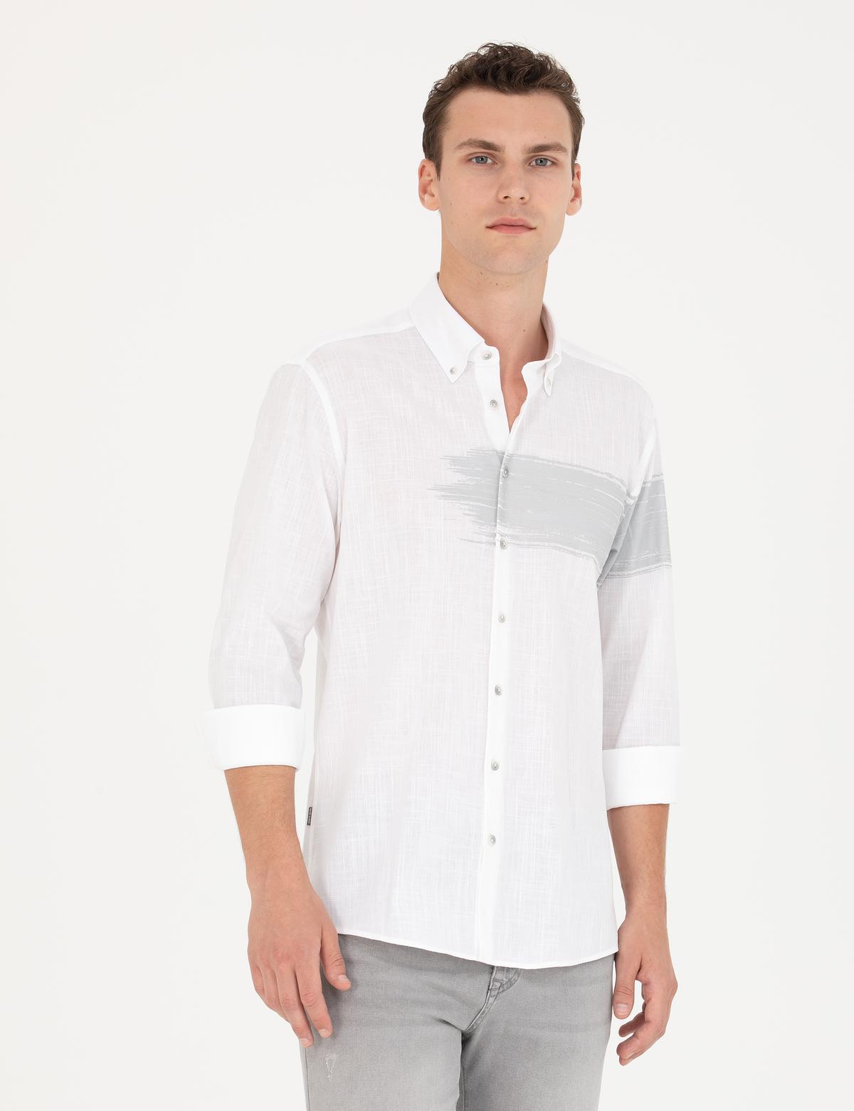 Gri Regular Fit Uzun Kollu Gömlek