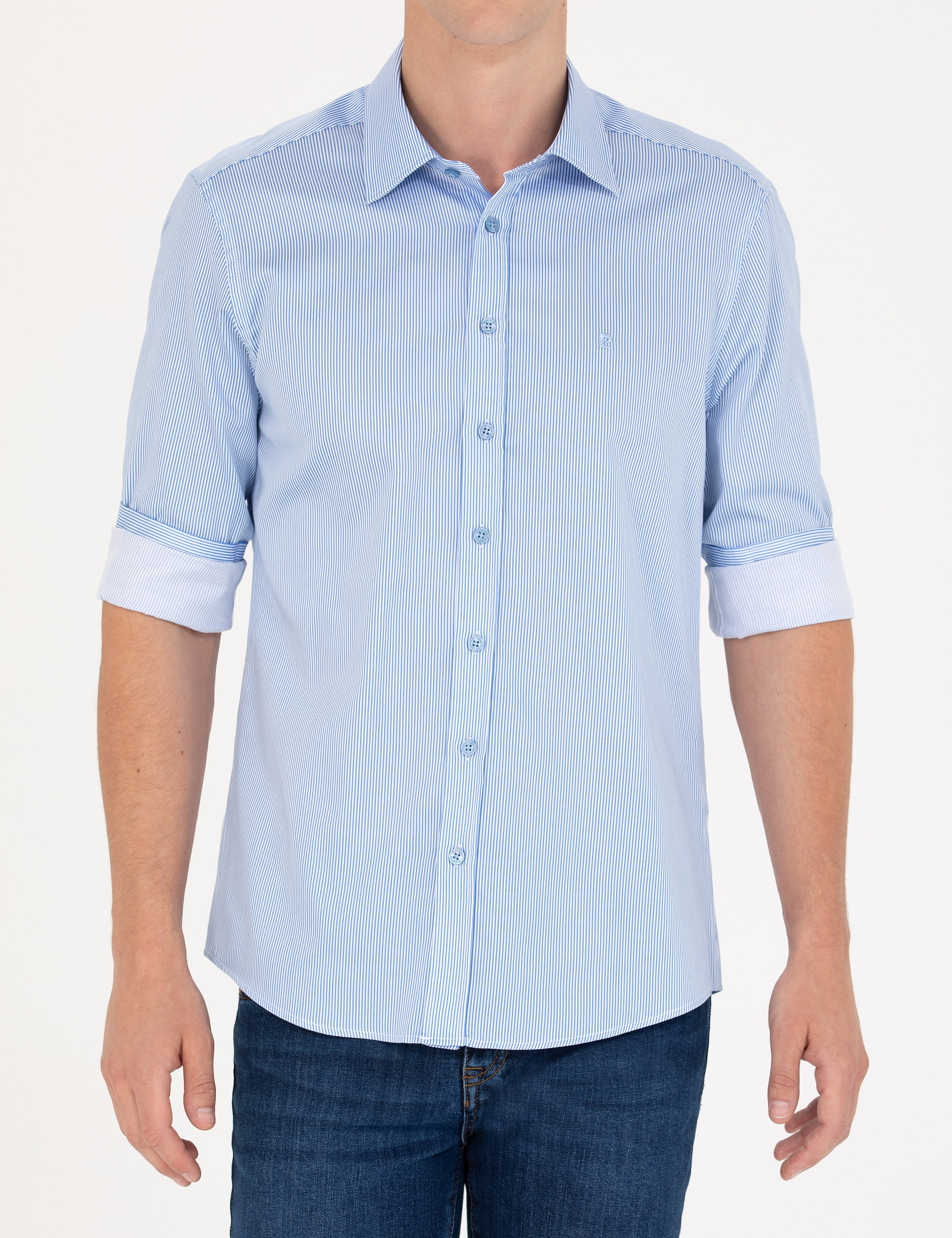Mavi Slim Fit Uzun Kollu Gömlek
