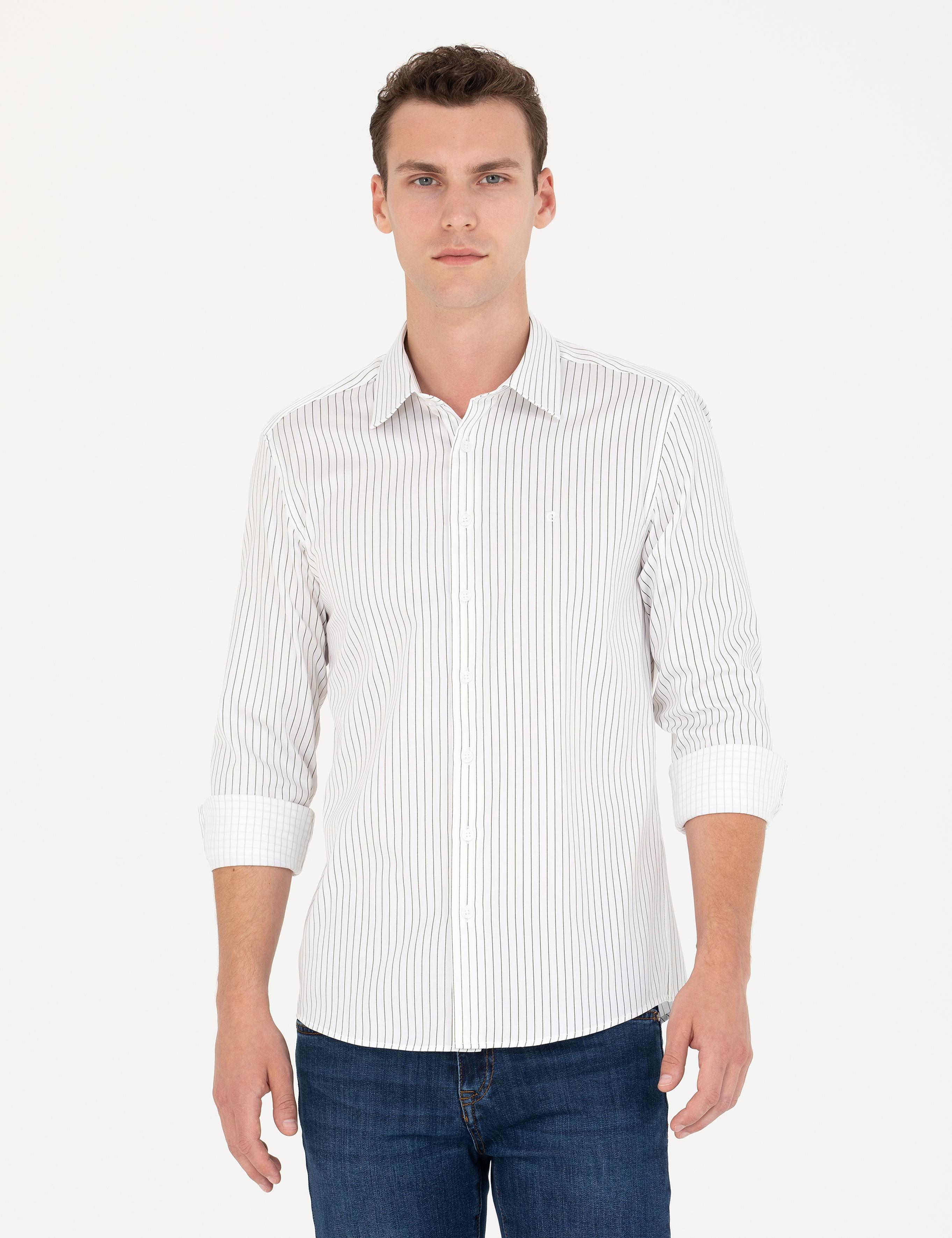 Haki Slim Fit Uzun Kollu Gömlek