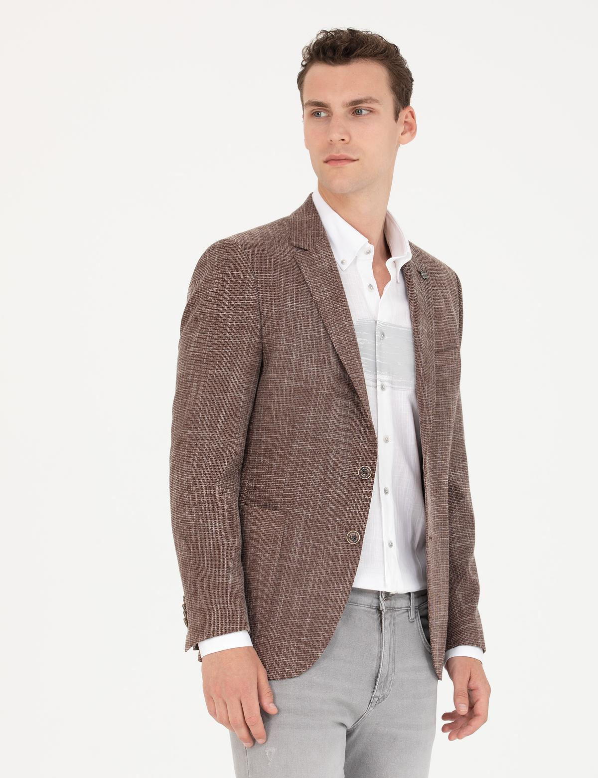 Kahverengi Ekstra Slim Fit Blazer Ceket - 50274817137