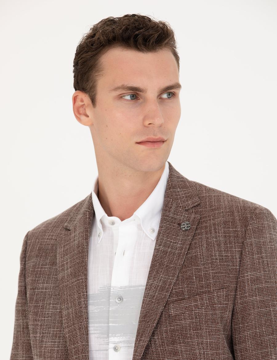 Kahverengi Ekstra Slim Fit Blazer Ceket