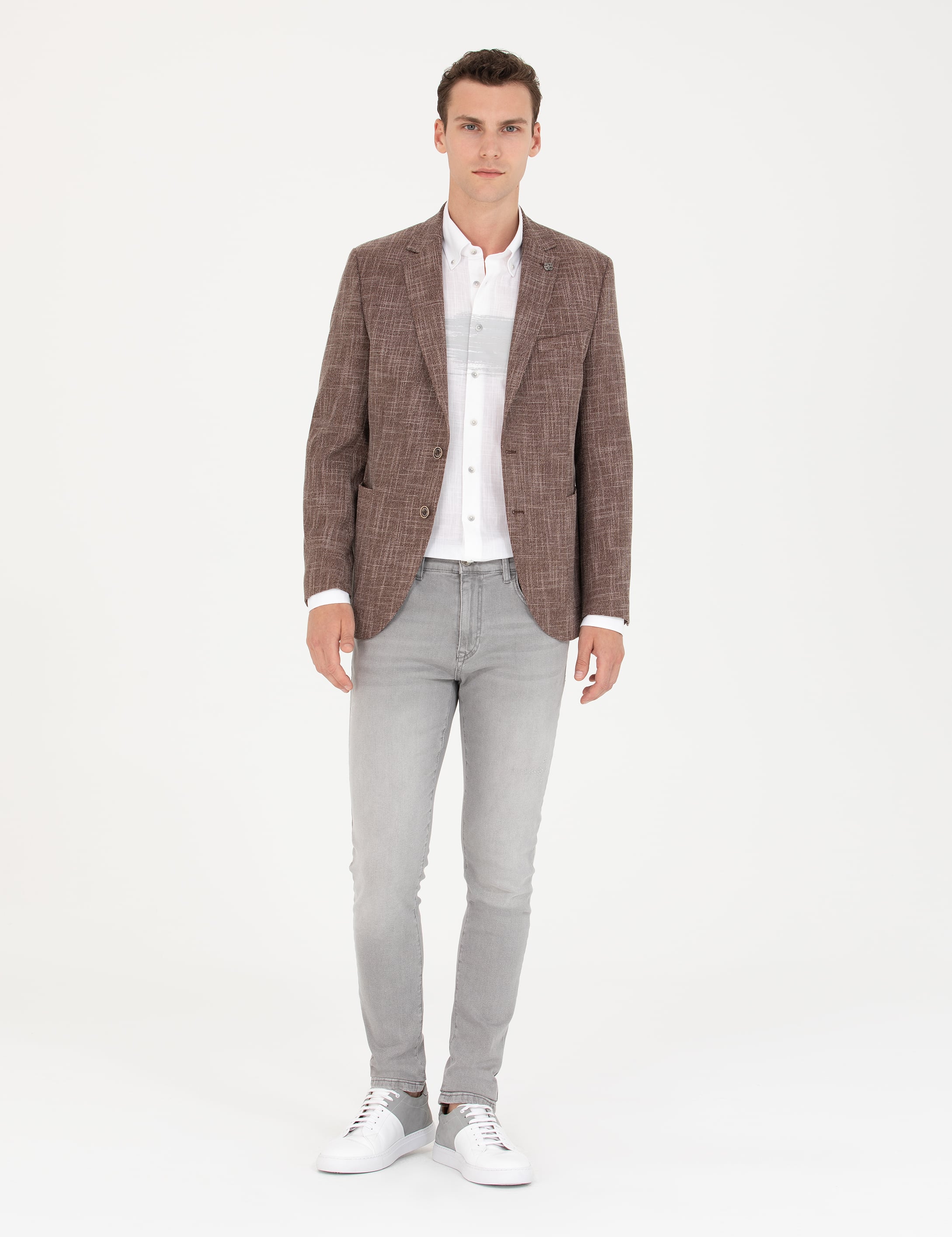 Kahverengi Ekstra Slim Fit Blazer Ceket - Image 4