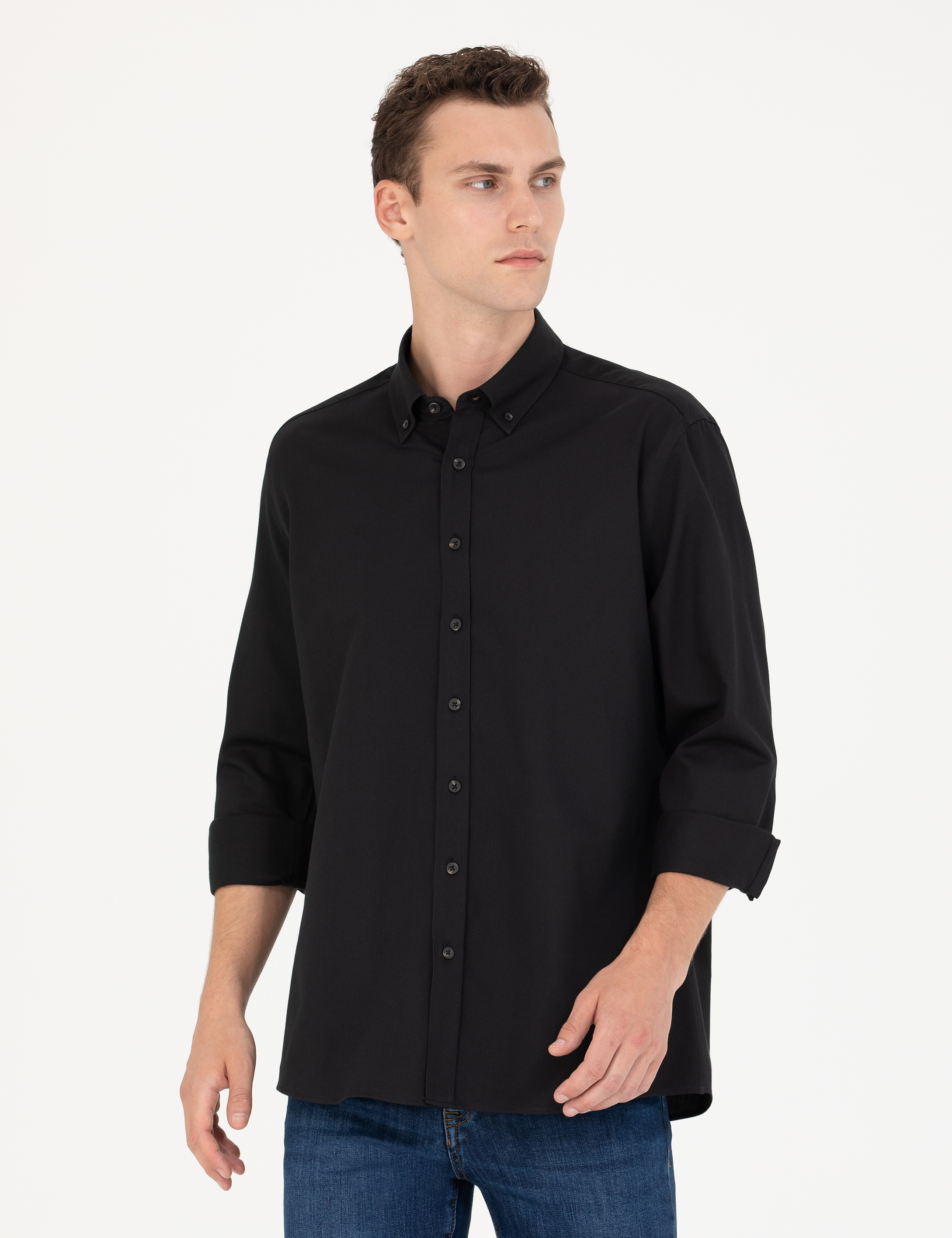 Pierre Cardin Siyah Regular Fit Uzun Kollu Gömlek görsel 3
