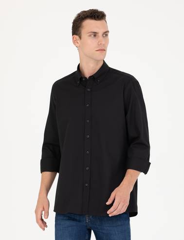 Siyah Regular Fit Uzun Kollu Gömlek