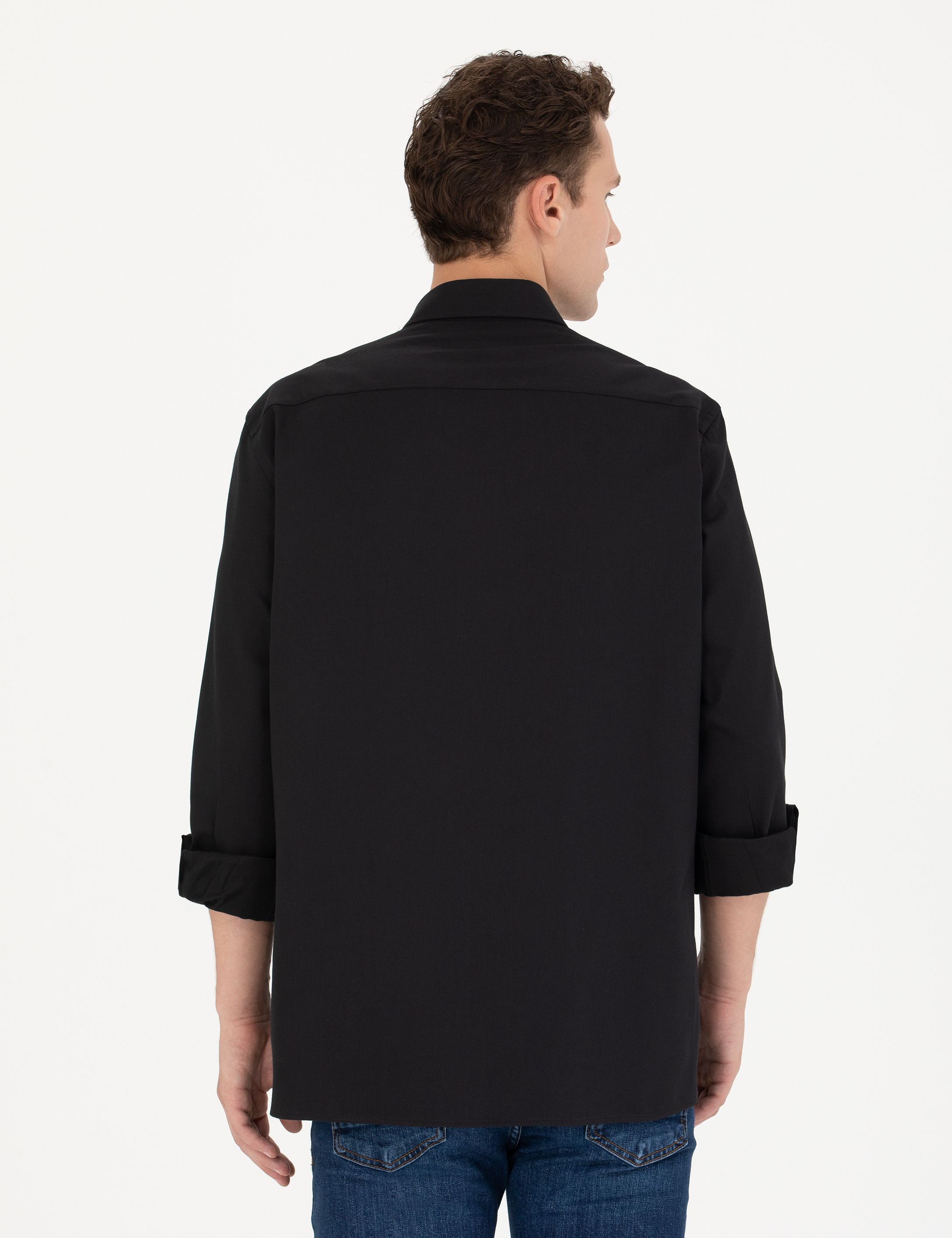 Pierre Cardin Siyah Regular Fit Uzun Kollu Gömlek görsel 5