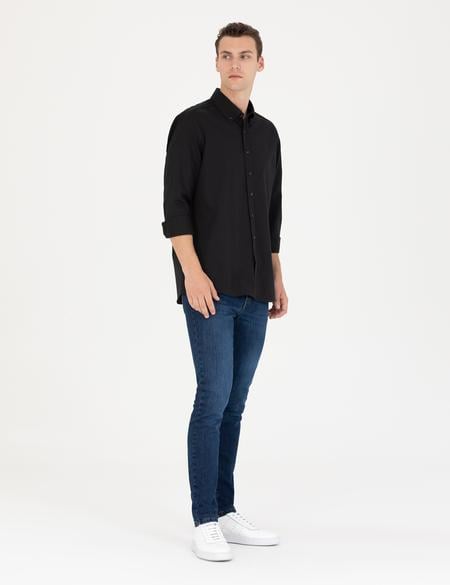 Siyah Regular Fit Uzun Kollu Gömlek - 50276553007
