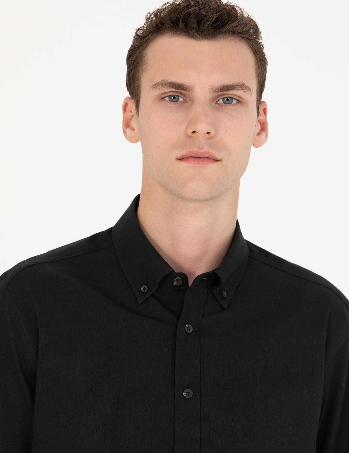 Siyah Regular Fit Uzun Kollu Gömlek - 50276553007