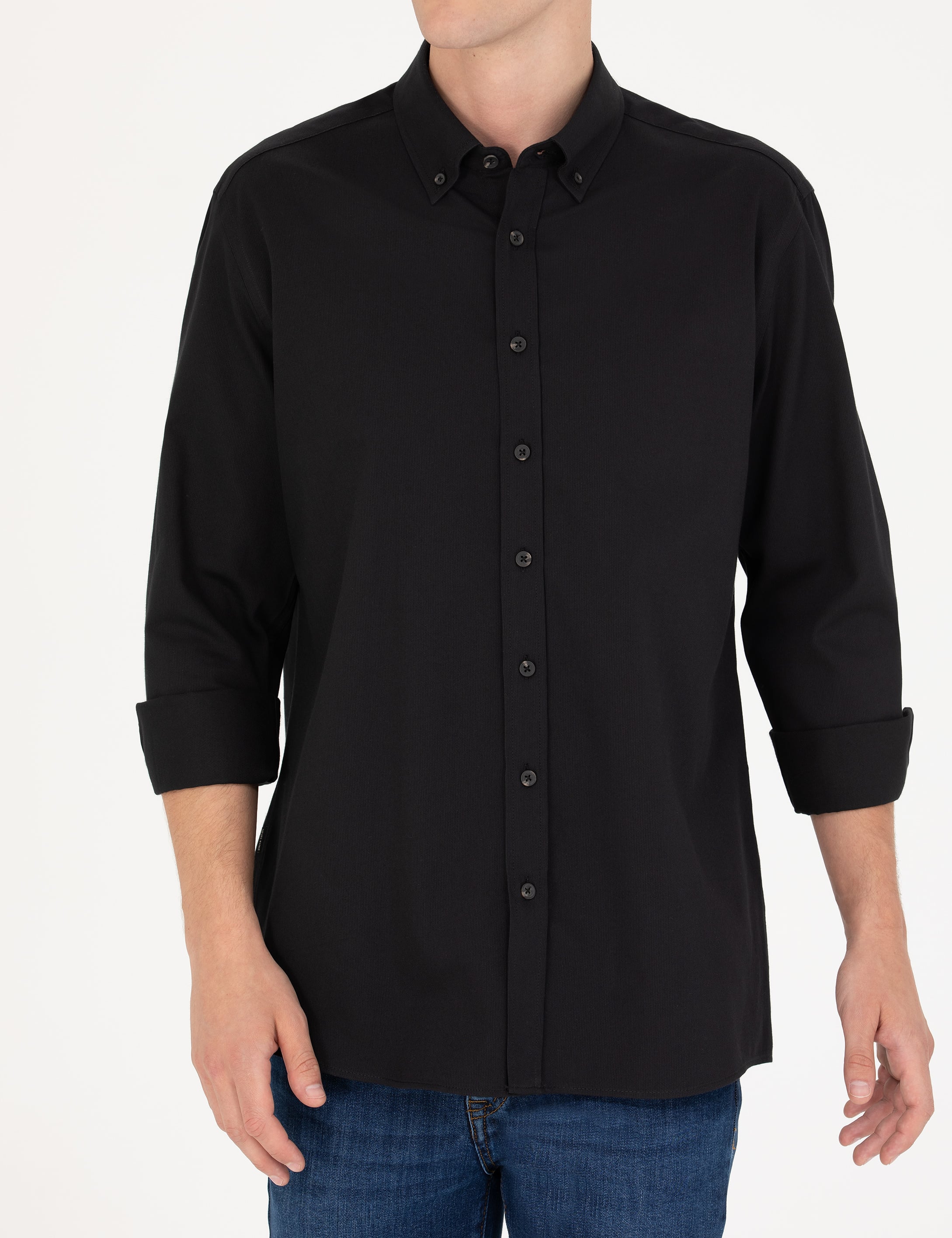 Pierre Cardin Siyah Regular Fit Uzun Kollu Gömlek görsel 6