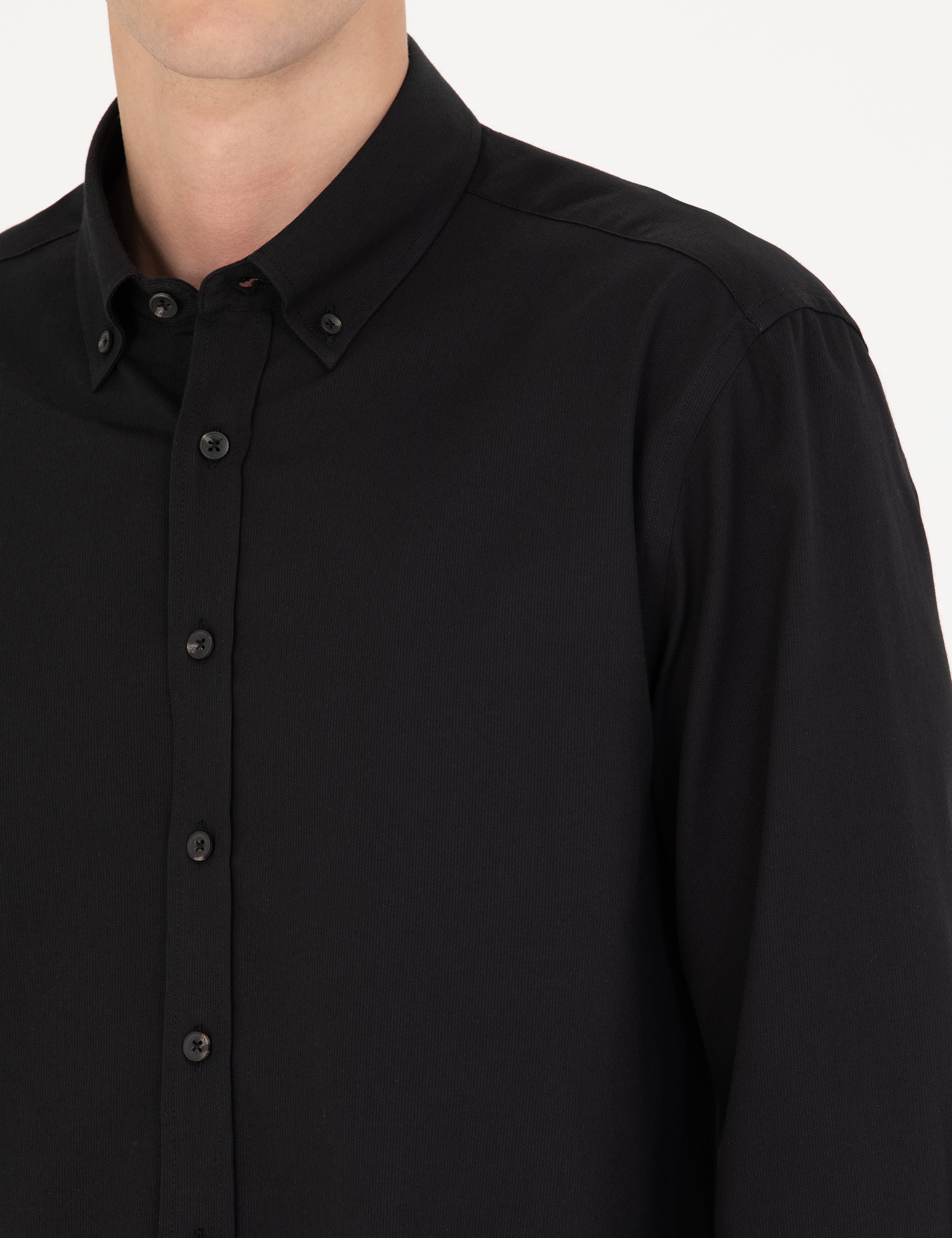Pierre Cardin Siyah Regular Fit Uzun Kollu Gömlek görsel 7